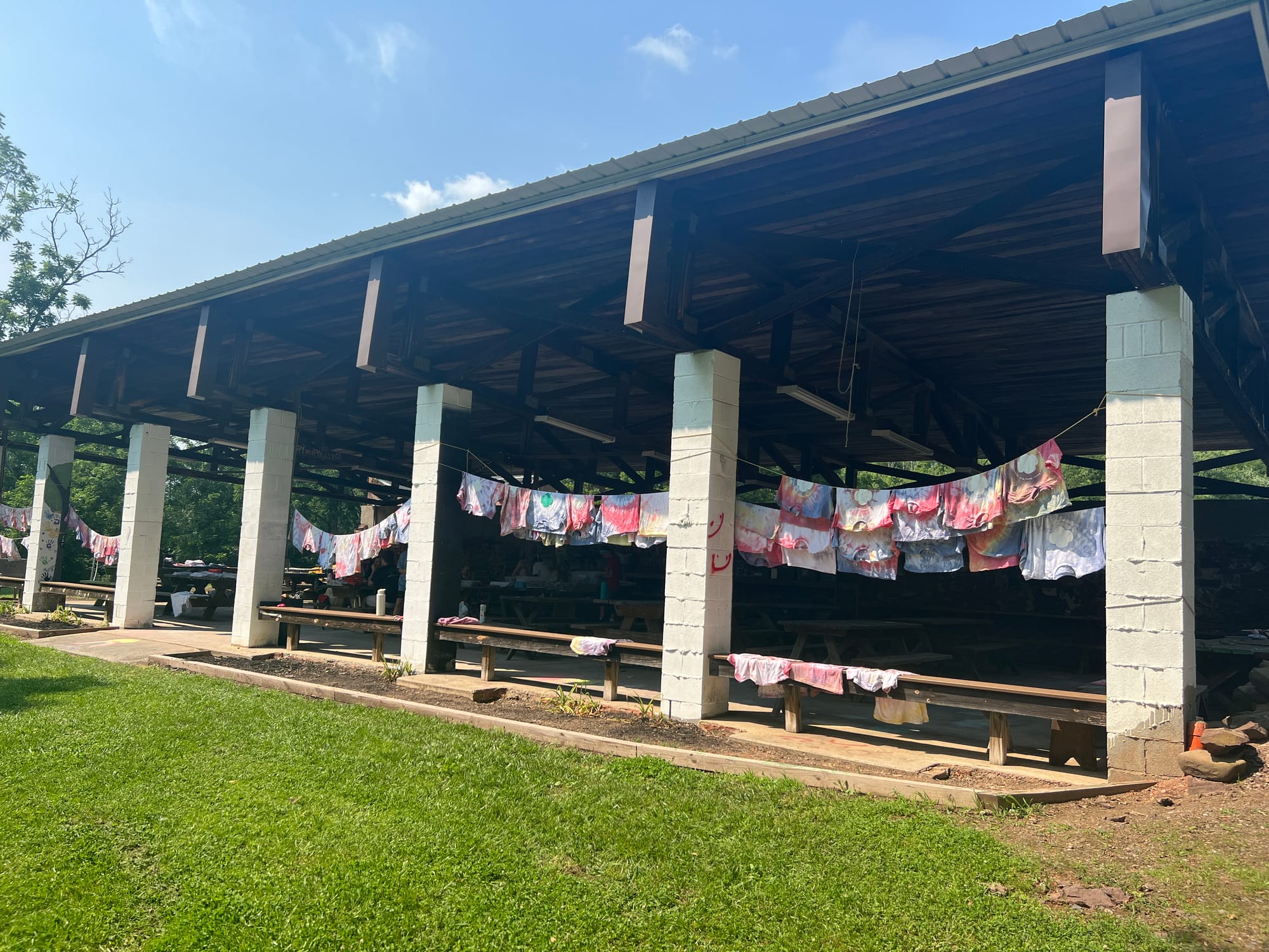 Girls tie-dye at the art barn once per week.
