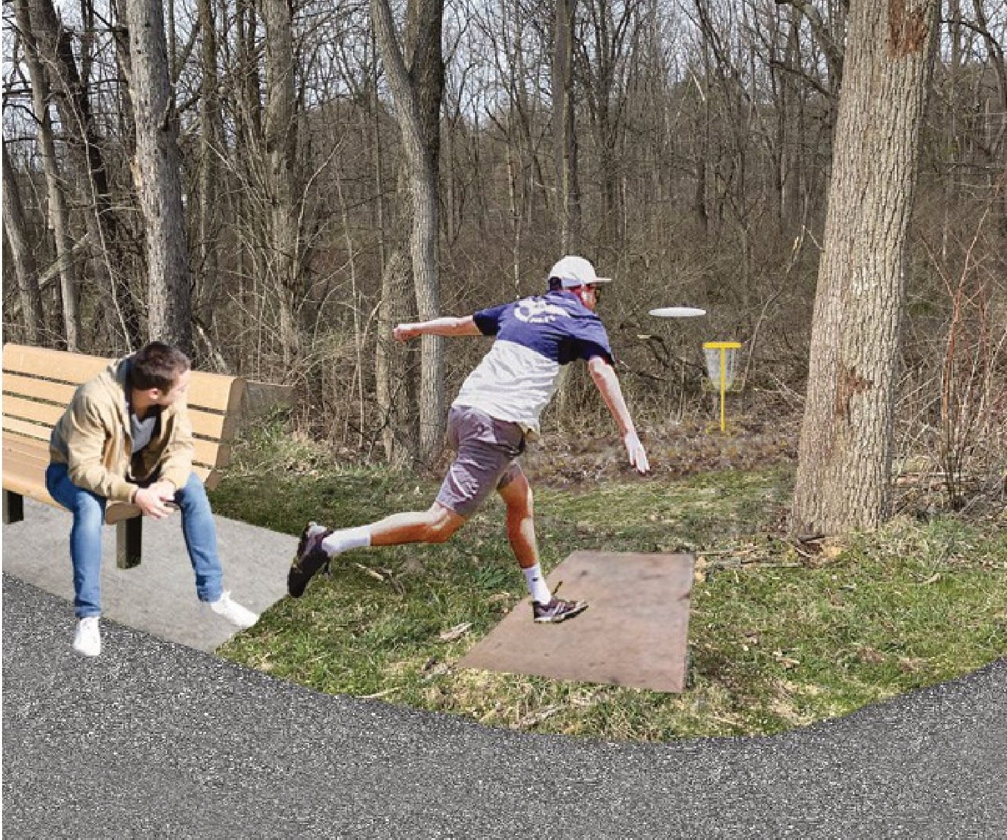 A rendering of a disc golf course at Johnson's Pond Wildlife Park.