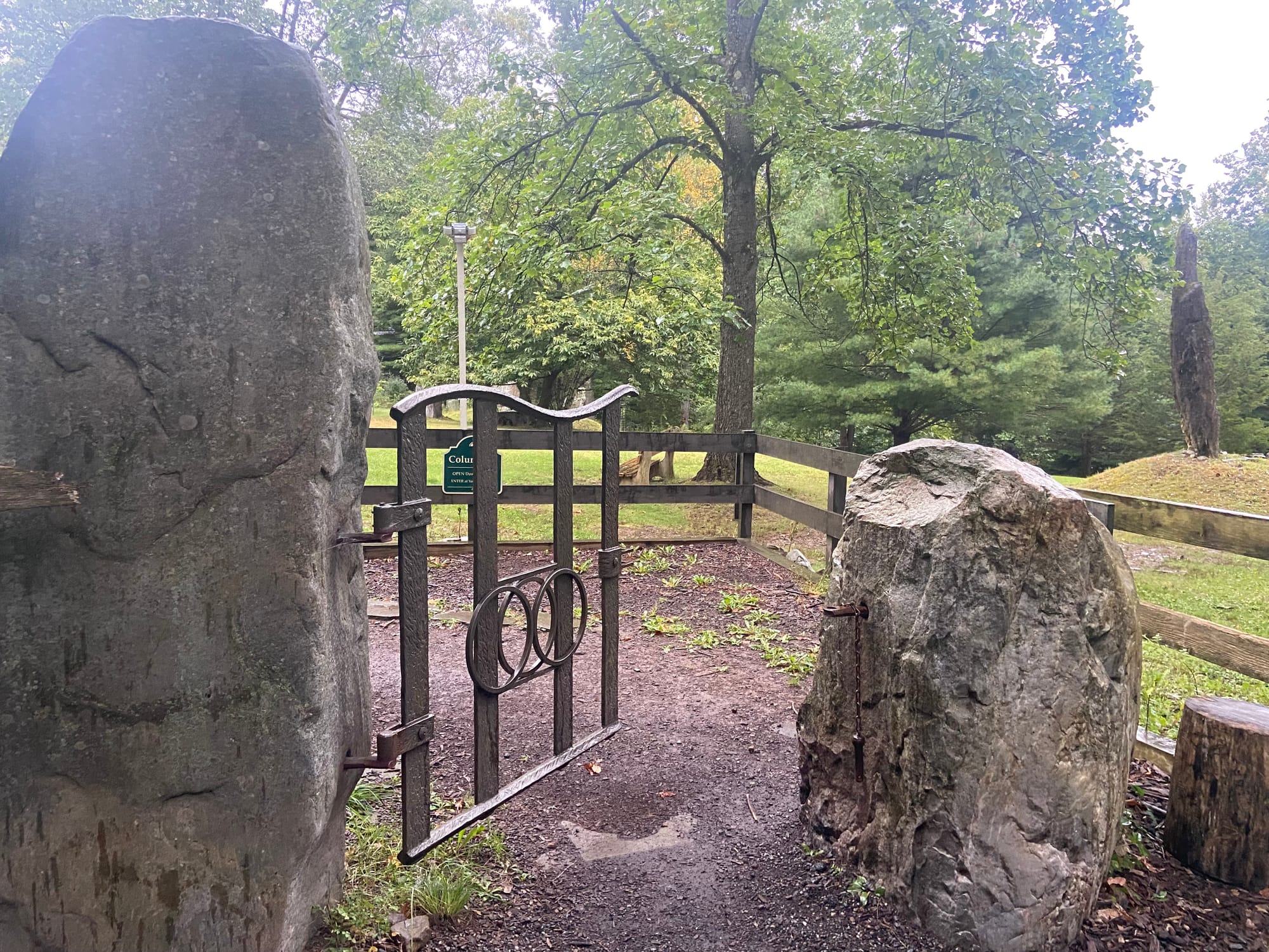 A sunrise observance was held Saturday morning at Columcille Megalith Park to mark the Autumnal Equinox. Nestled in the woods
