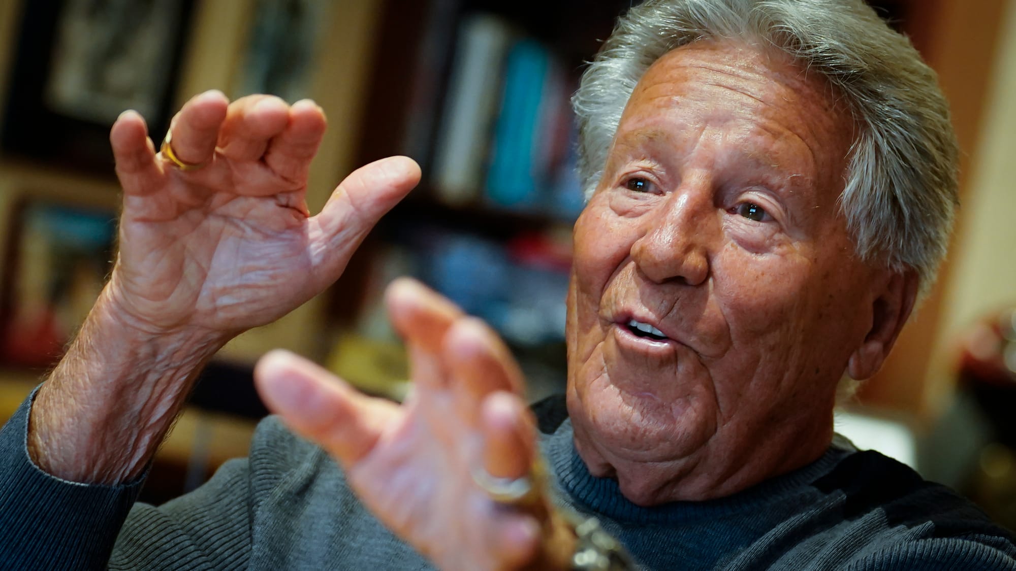 Race driver Mario Andretti answers questions during an interview at his home in Nazareth, Pa. on Wednesday, March 20, 2024. P
