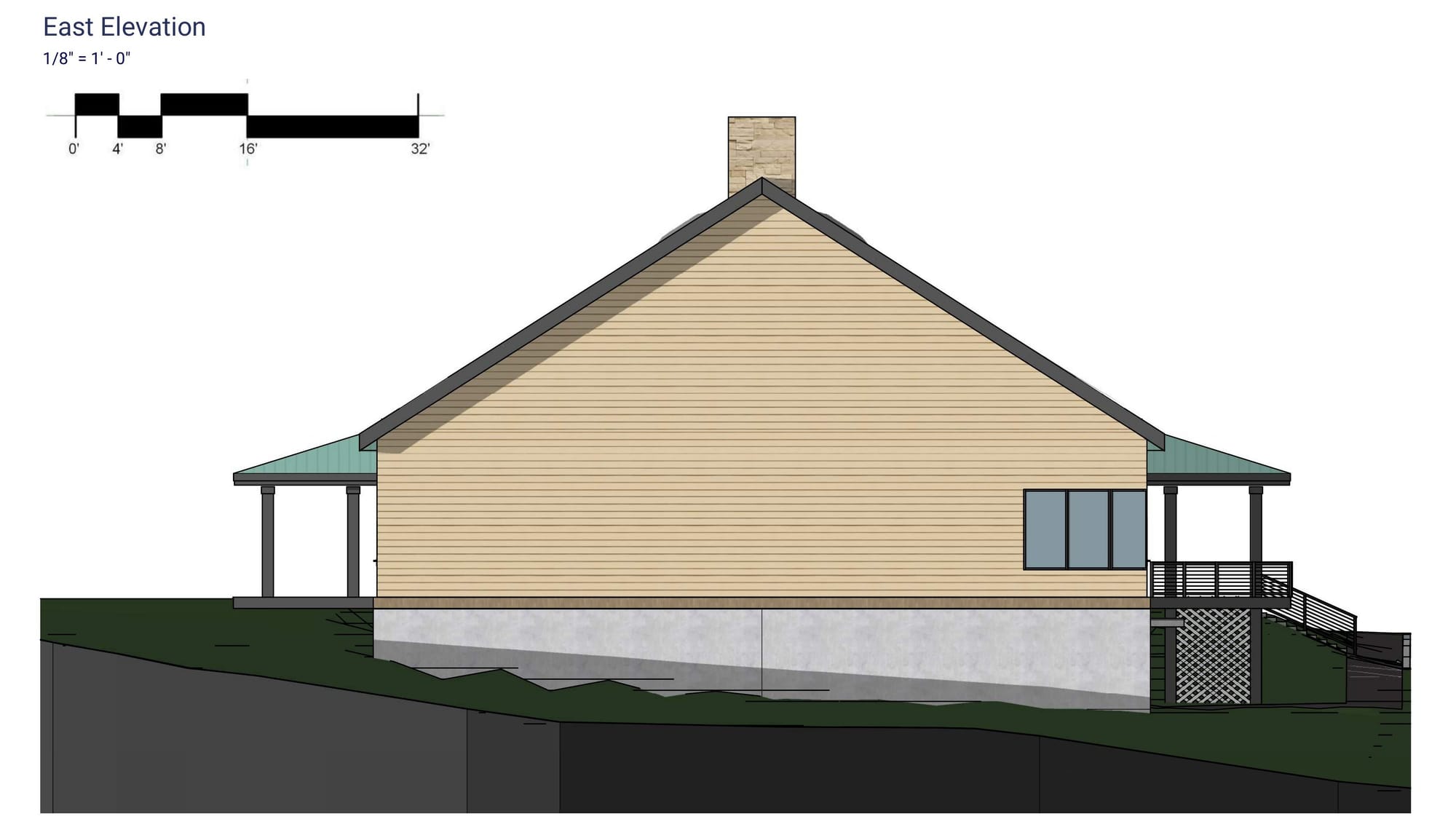The design of the side of the Carter Family Center.