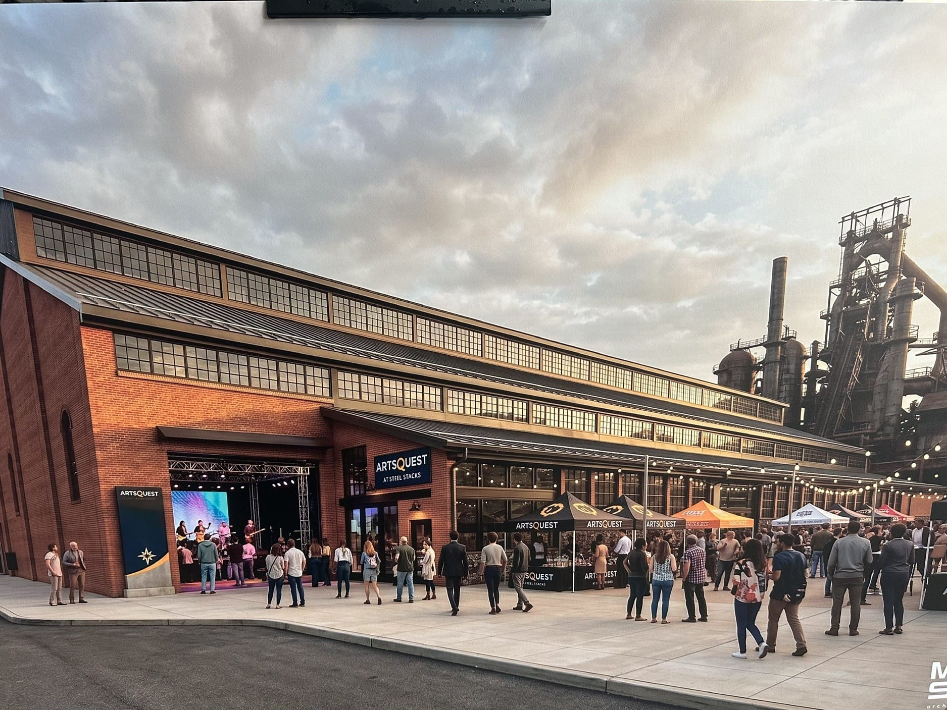 An artist rendering of what the former Bethlehem Steel Turn and Grind shop at SteelStacks will look like after being renovate