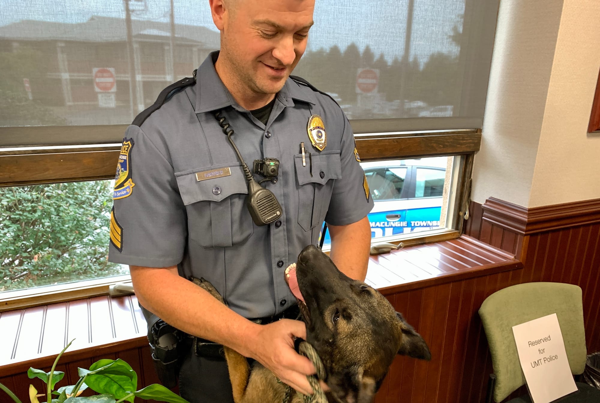 Sergeant Matthew Gardner with K-9 Nyala.