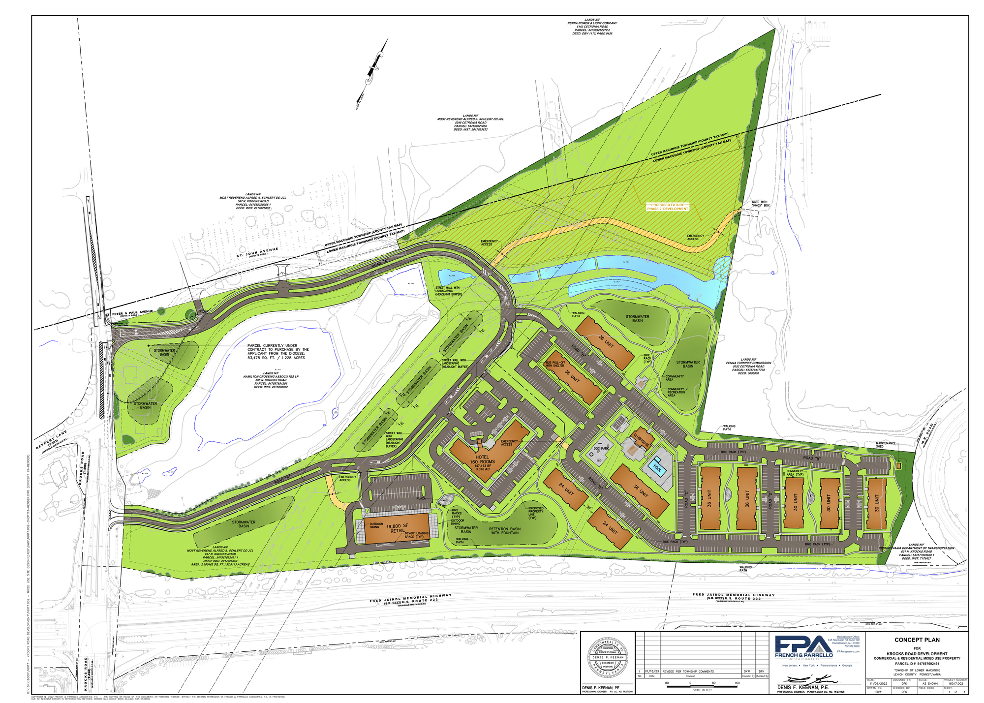 Renderings for the North Krocks Road Mixed Use Development Project Concept from March 2023