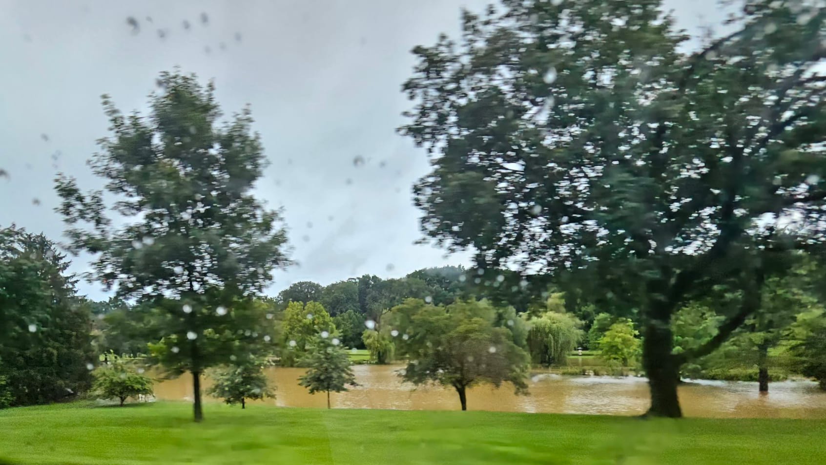 Flooding in Allentown's Creek Park on Sunday evening.
