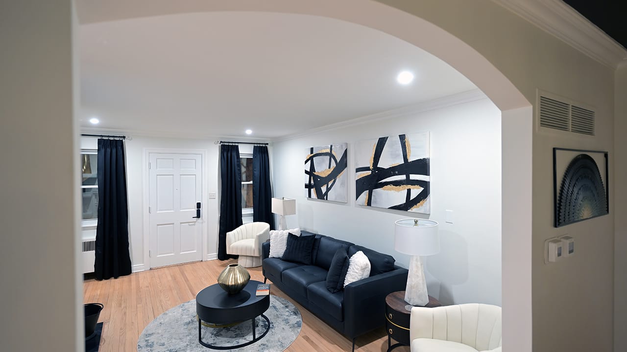 The living room of the West Bethlehem home designed by Wandra Cain.