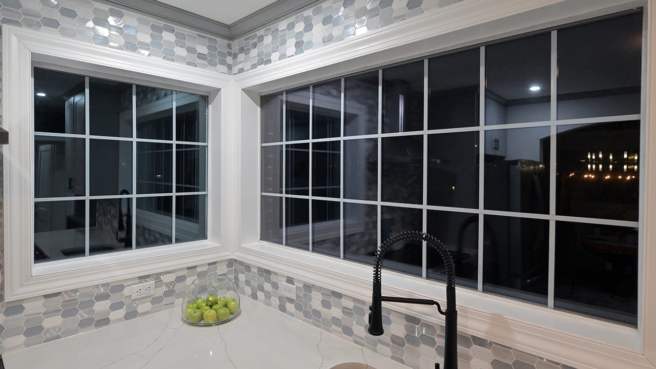 The view from the kitchen of the West Bethlehem home designed by Wandra Cain.
