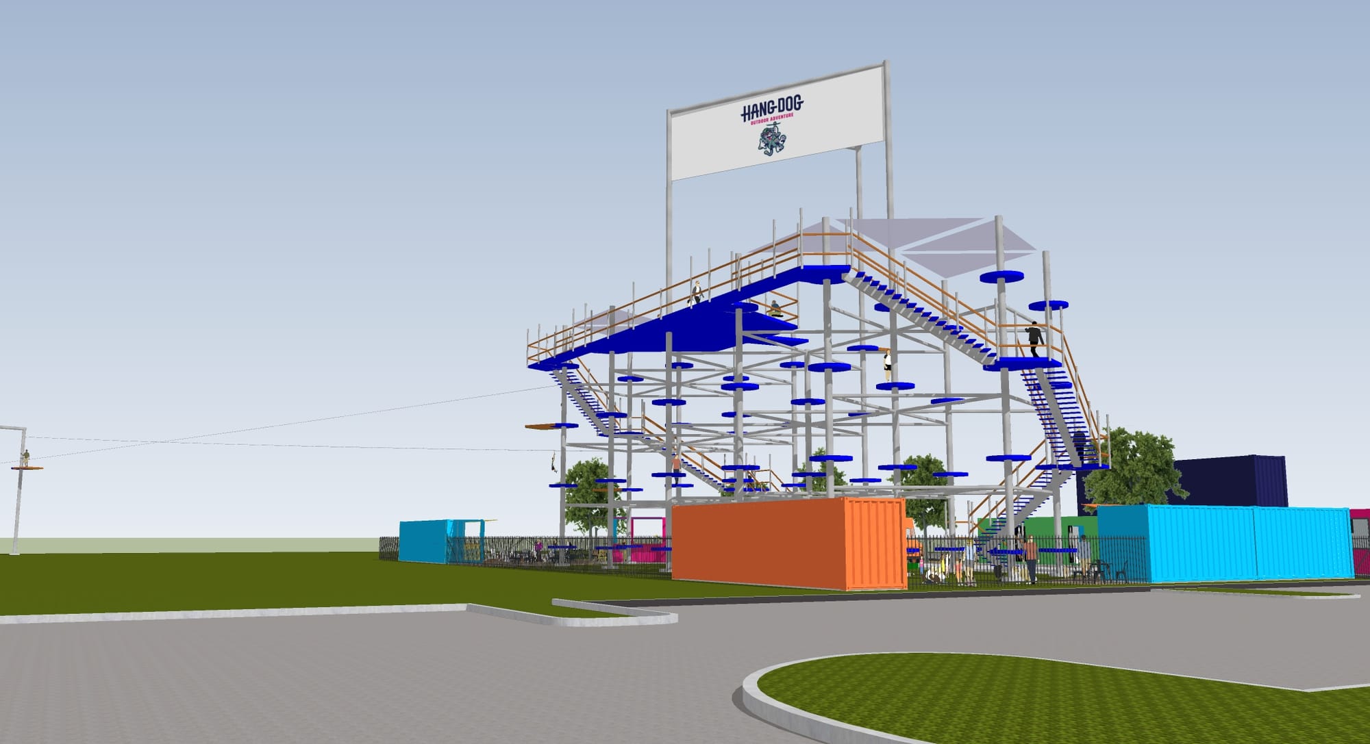 Renderings of the HangDog ropes course coming to the Easton area in 2023.