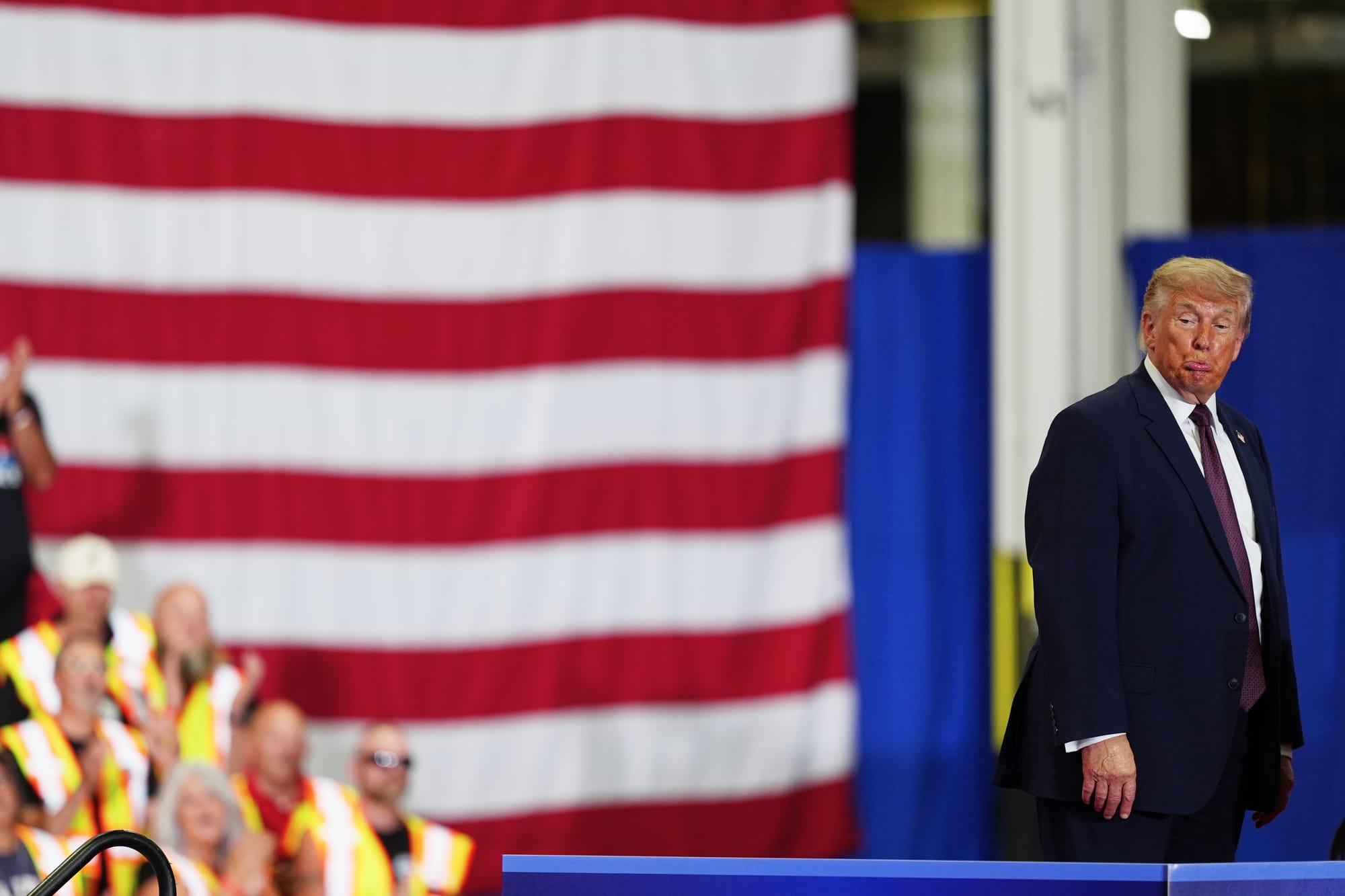 President Donald Trump speaks at a Mack Trucks facility, Tuesday, June 23, 2026, in Macungie, Pa.