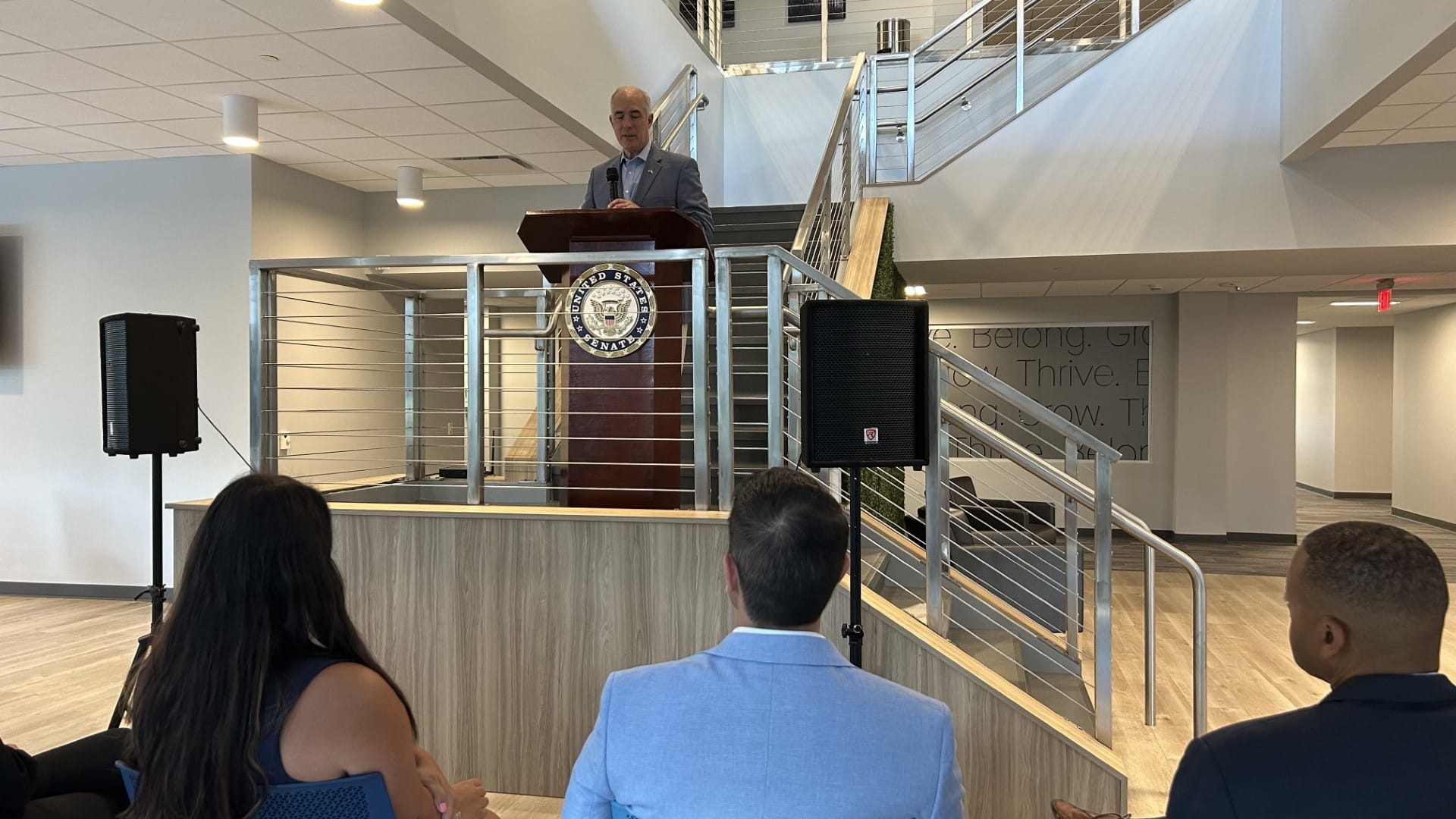 Senator Casey talks about the Pregnant Workers Fairness Act at First Commonwealth Federal Credit Union.