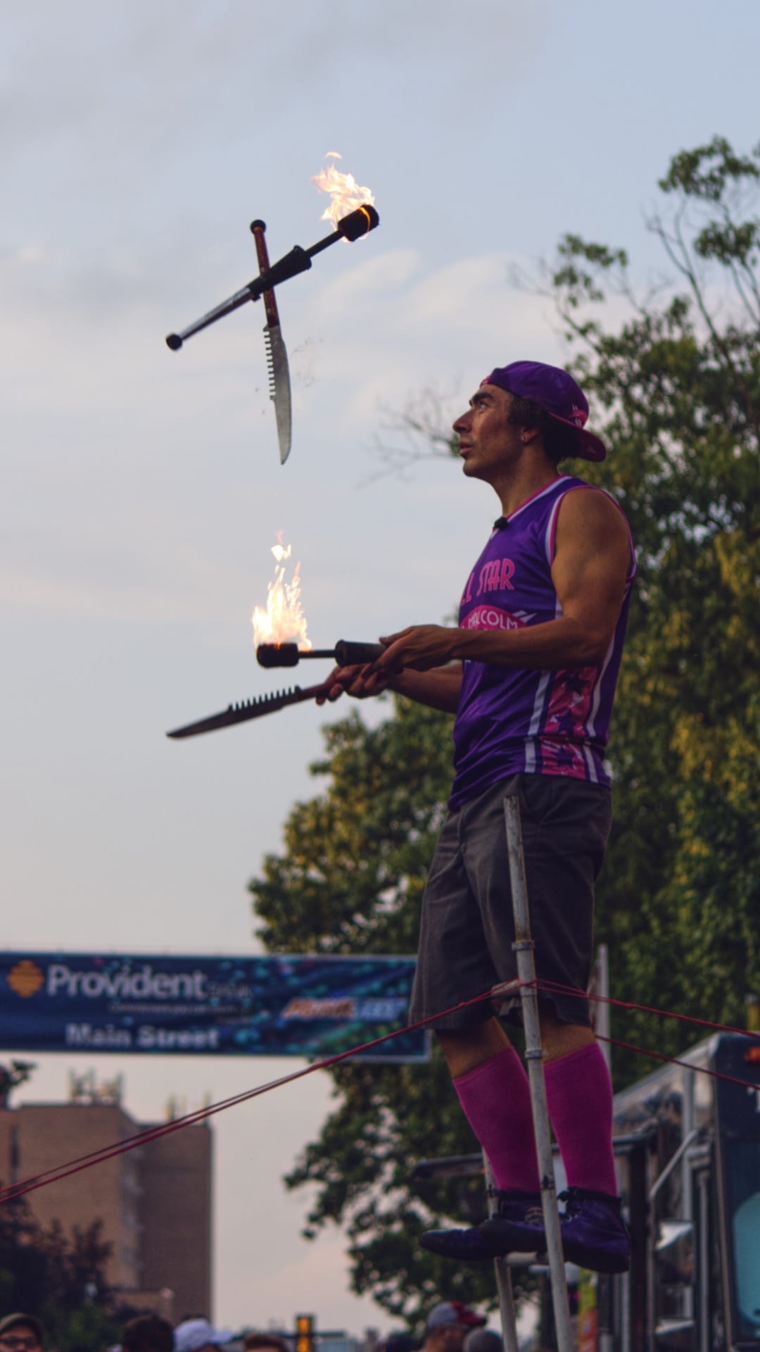 Sam Malcolm juggles knives and fire, but he says his performance is a comedy show at heart.