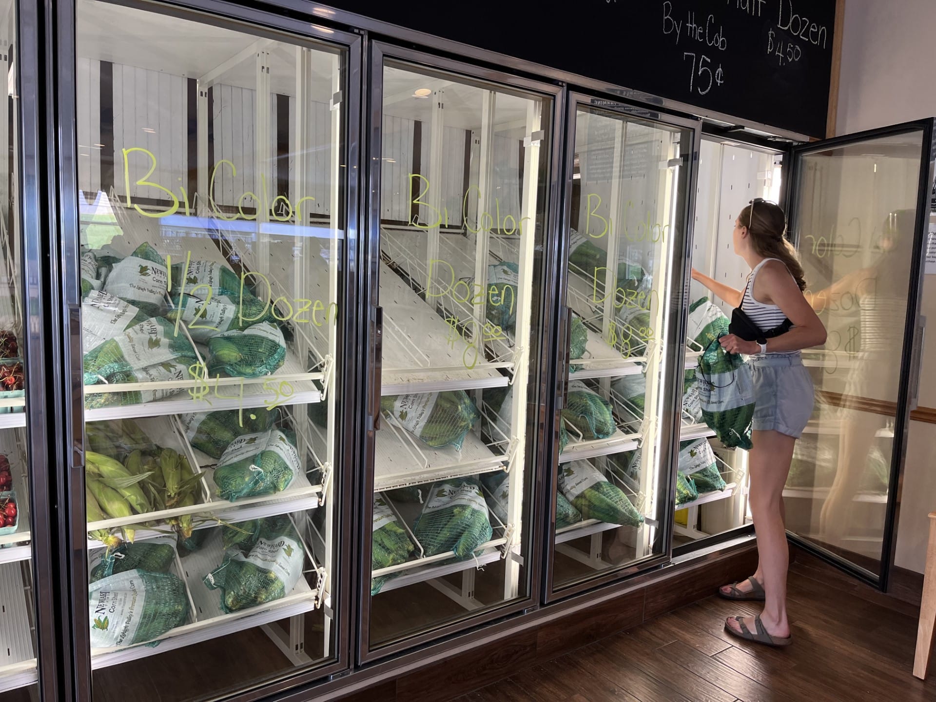 Coolers full of sweet corn on June 30, 2023 at Newhard Farms in Whitehall Township.