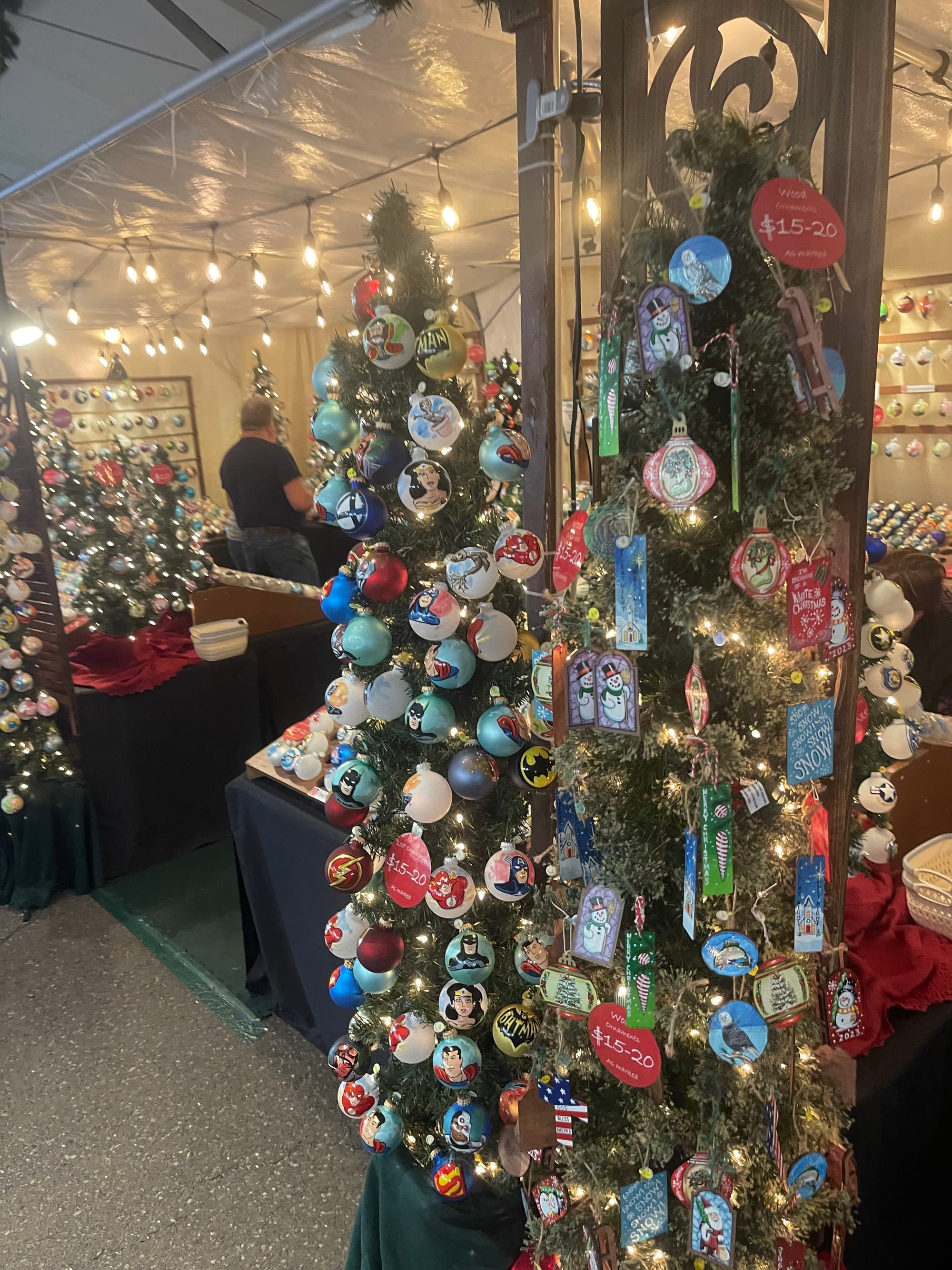 Christkindlmarkt's vendors sell an array of handmade Christmas ornaments.