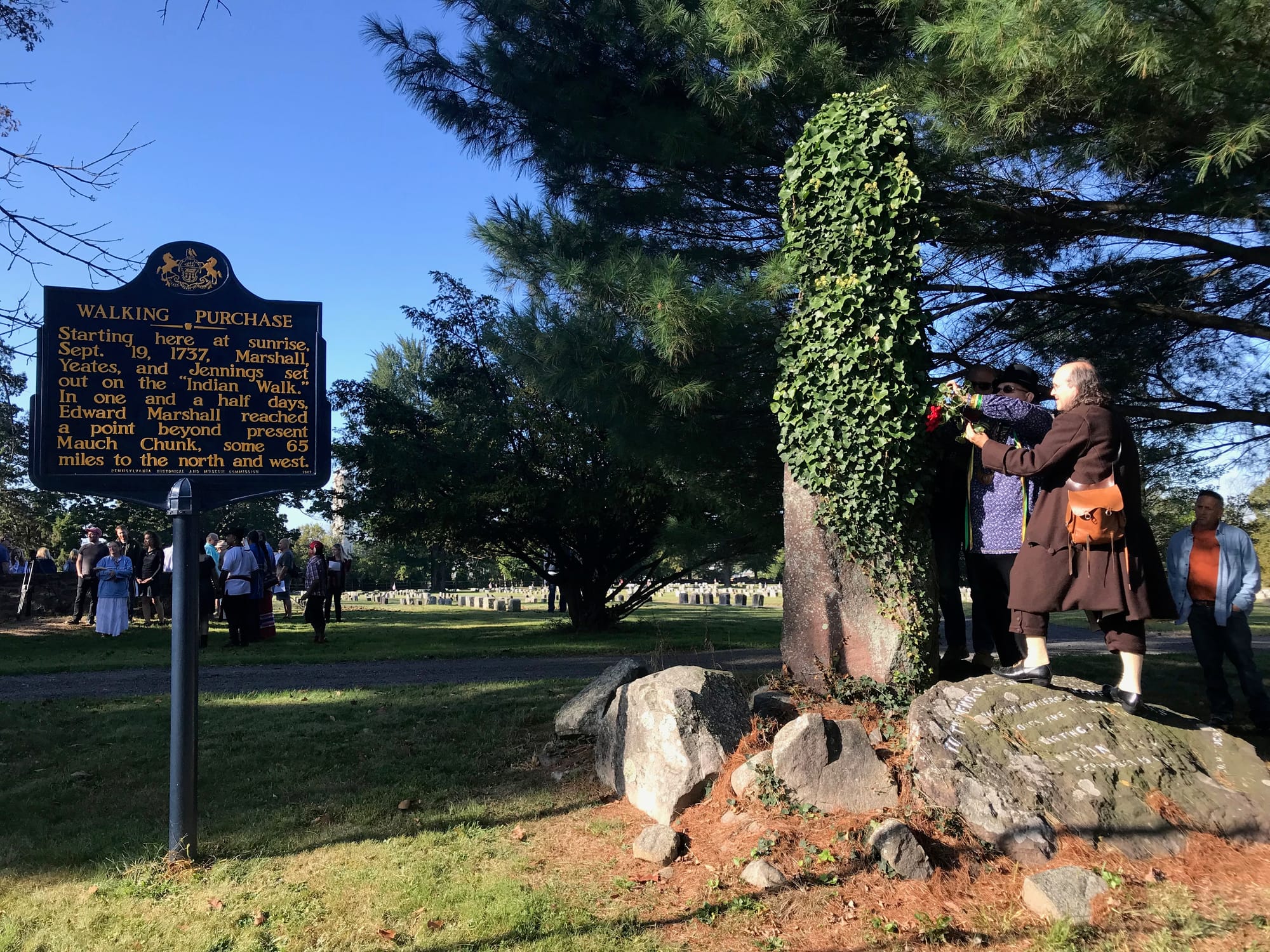 "The Walking Purchase Healing Journey” took place Sept. 21, 2019. Members of the Lenape Nation of Pennsylvania and the Bachma