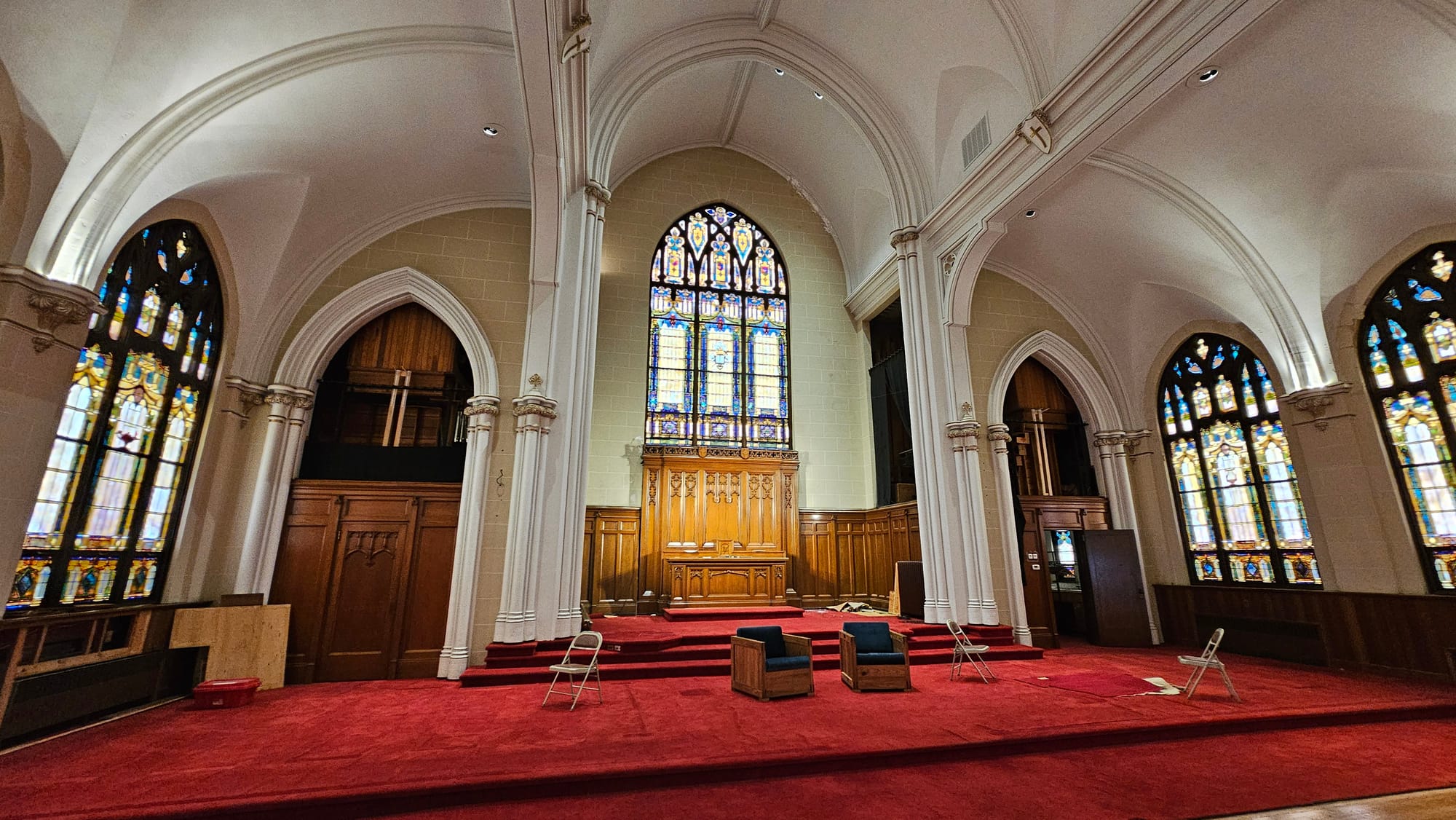 The sanctuary of the former Emmanuel United Church of Christ on West Chew Street could one day house a dozen families.