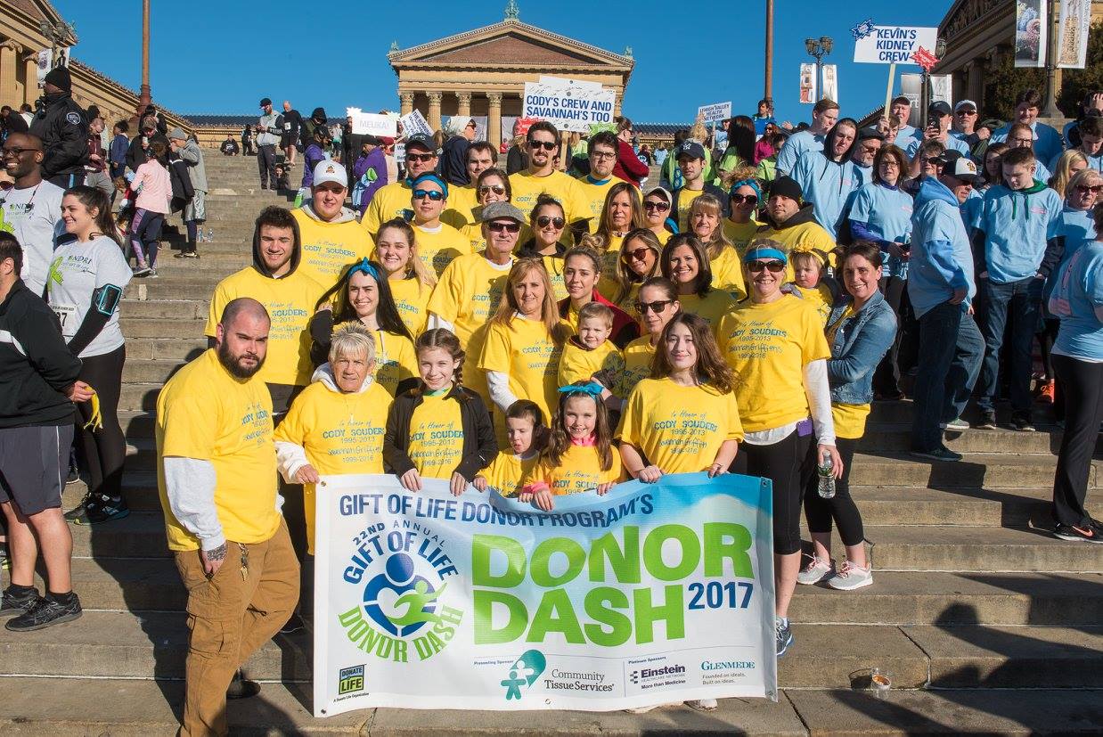 The Souders and Burke families come together for the Donor Dash in Philadelphia in honor of Cody Souders.