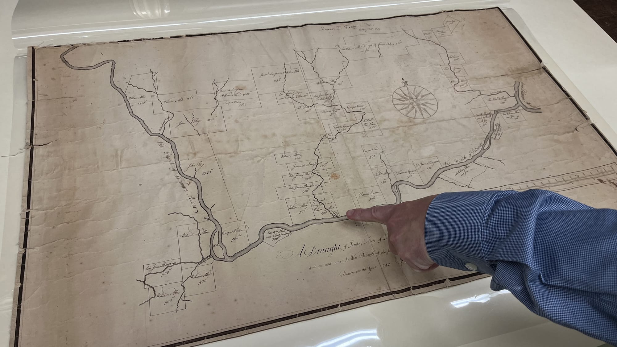 A 1740 map shows the very origins of Bethlehem. It's stored at the Moravian Archive in Bethlehem.