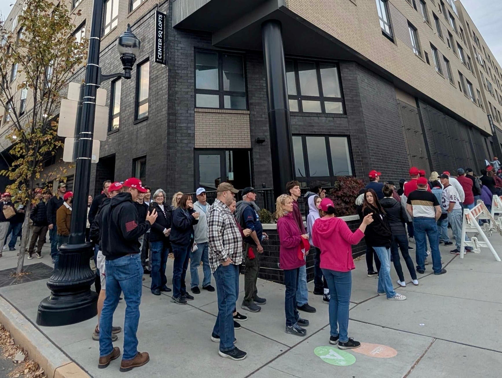 Trump supporters hoping for a chance to see him inside the PPL Center wait in a line at 5:40 p.m. that stretched from the cen