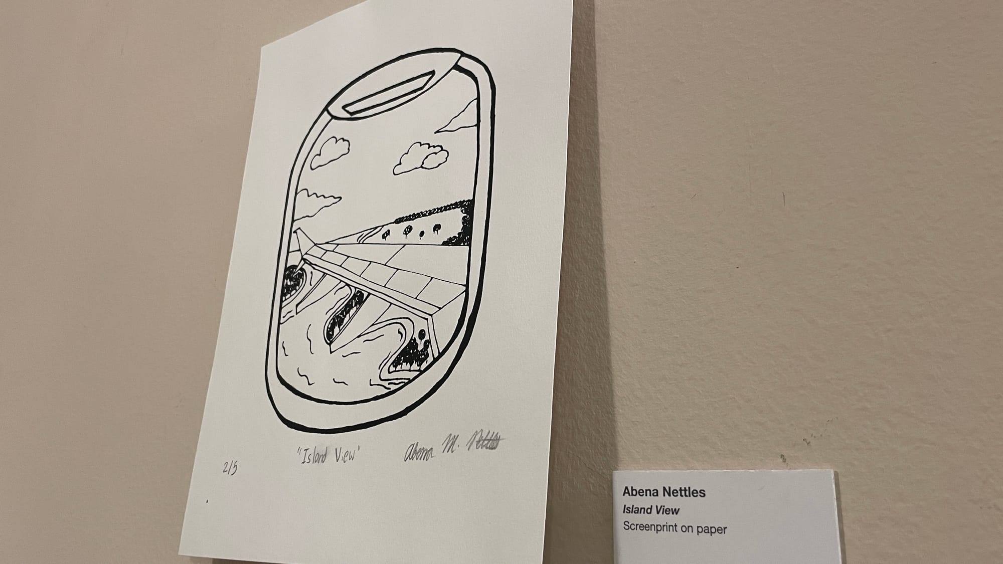 "Island View," a screenprint on paper, from Cedar Crest student Abena Nettles.