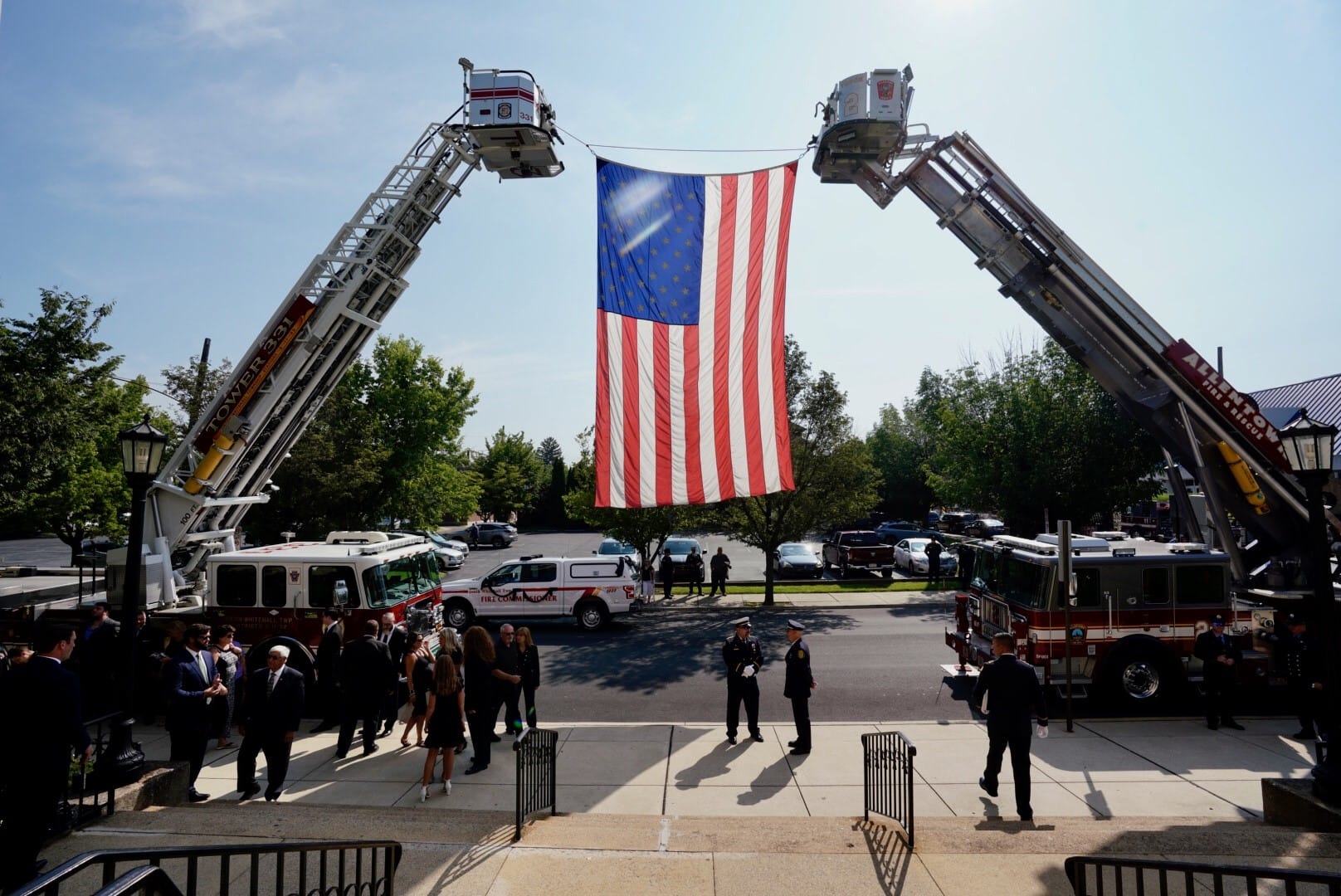 Funeral services were held Wednesday for retired Allentown firefighter Chris Kiskeravage at The Cathedral of Saint Catharine 
