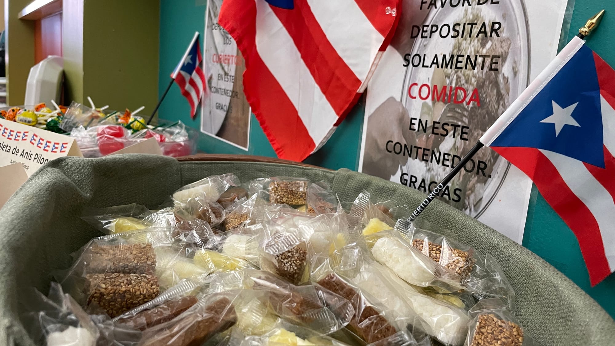 A variety of snacks and drinks were available at the event, including coconut nougat candy, passion fruit lollipops and Malta