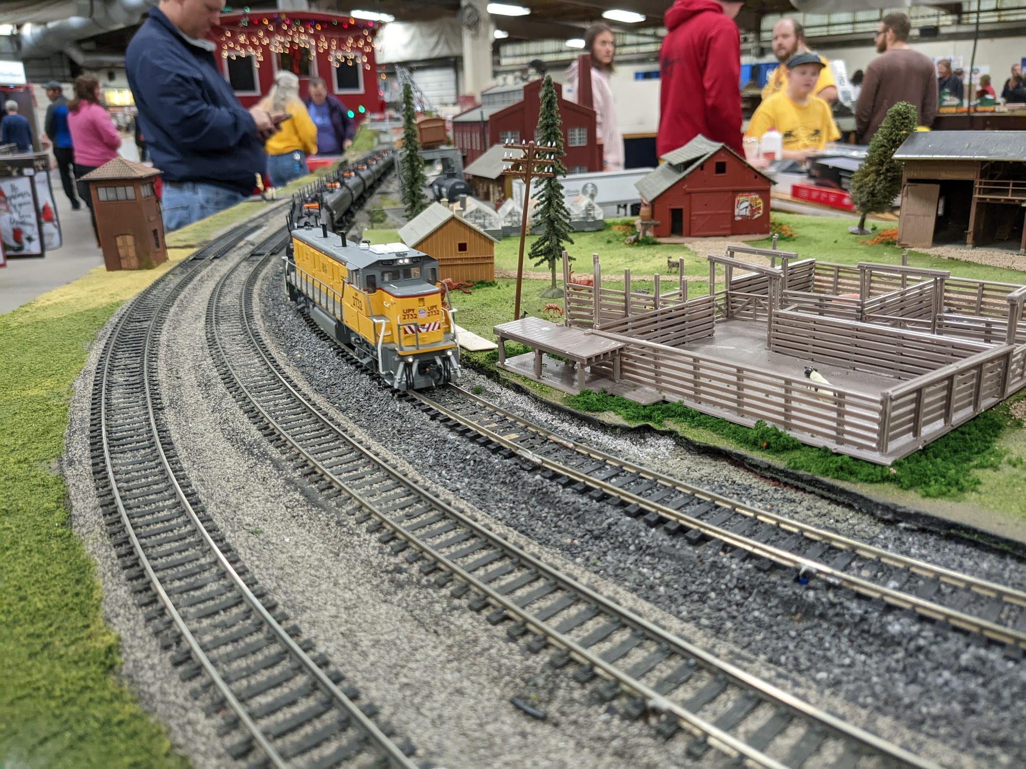 A model train chugs along a track set up by Explorer Post 101 of Coplay during the Winter Wonderland Extravaganza in Allentow
