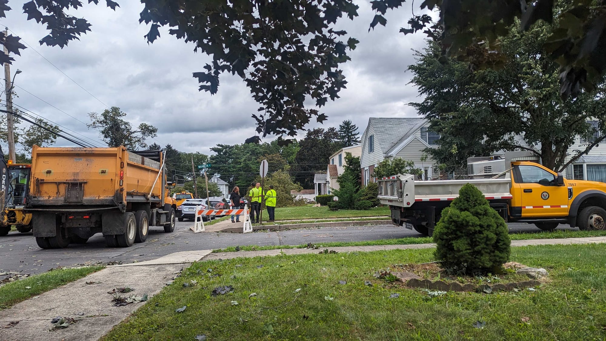 Allentown Public Works doing cleanup following the storm.