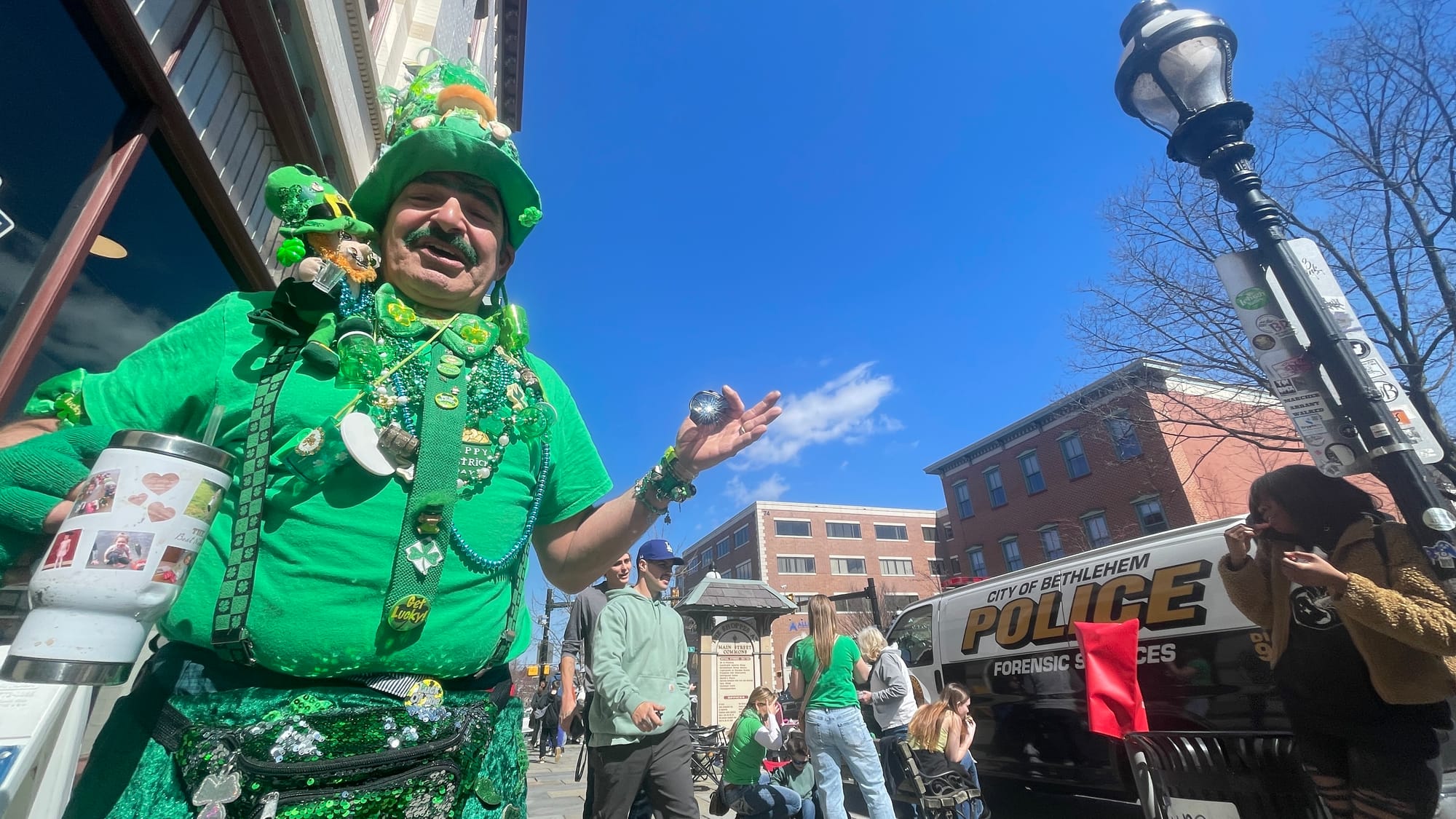 Andrew Pergantis, a resident of Reading attending the 2024 Parade of Shamrocks, said he was born on St. Patrick's Day. He'll 