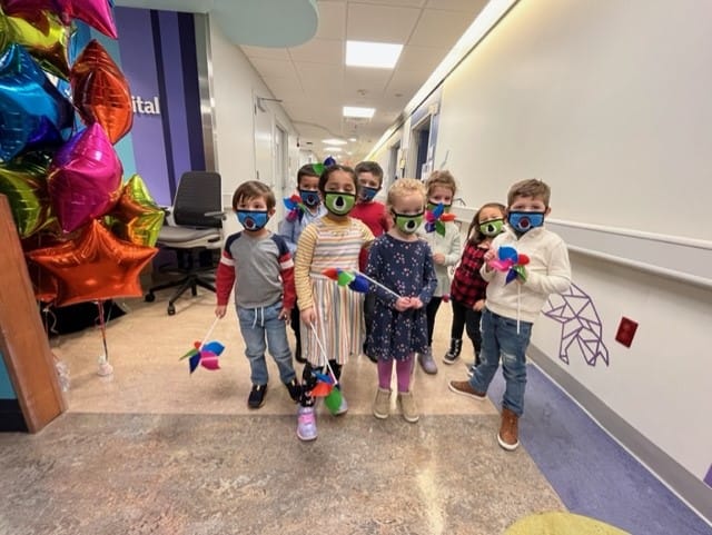 Kids from the child care program at Lehigh Valley Reilly Children’s hospital attended a ribbon cutting to expand the inpatien