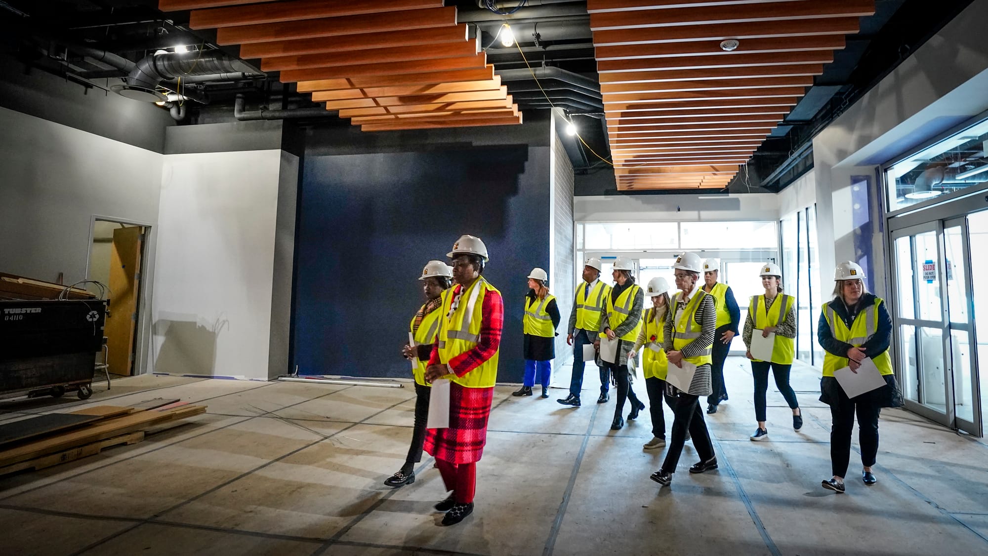 Representatives of the Da Vinci Science Center lead members of the Allentown School District Partnership on a tour of the new