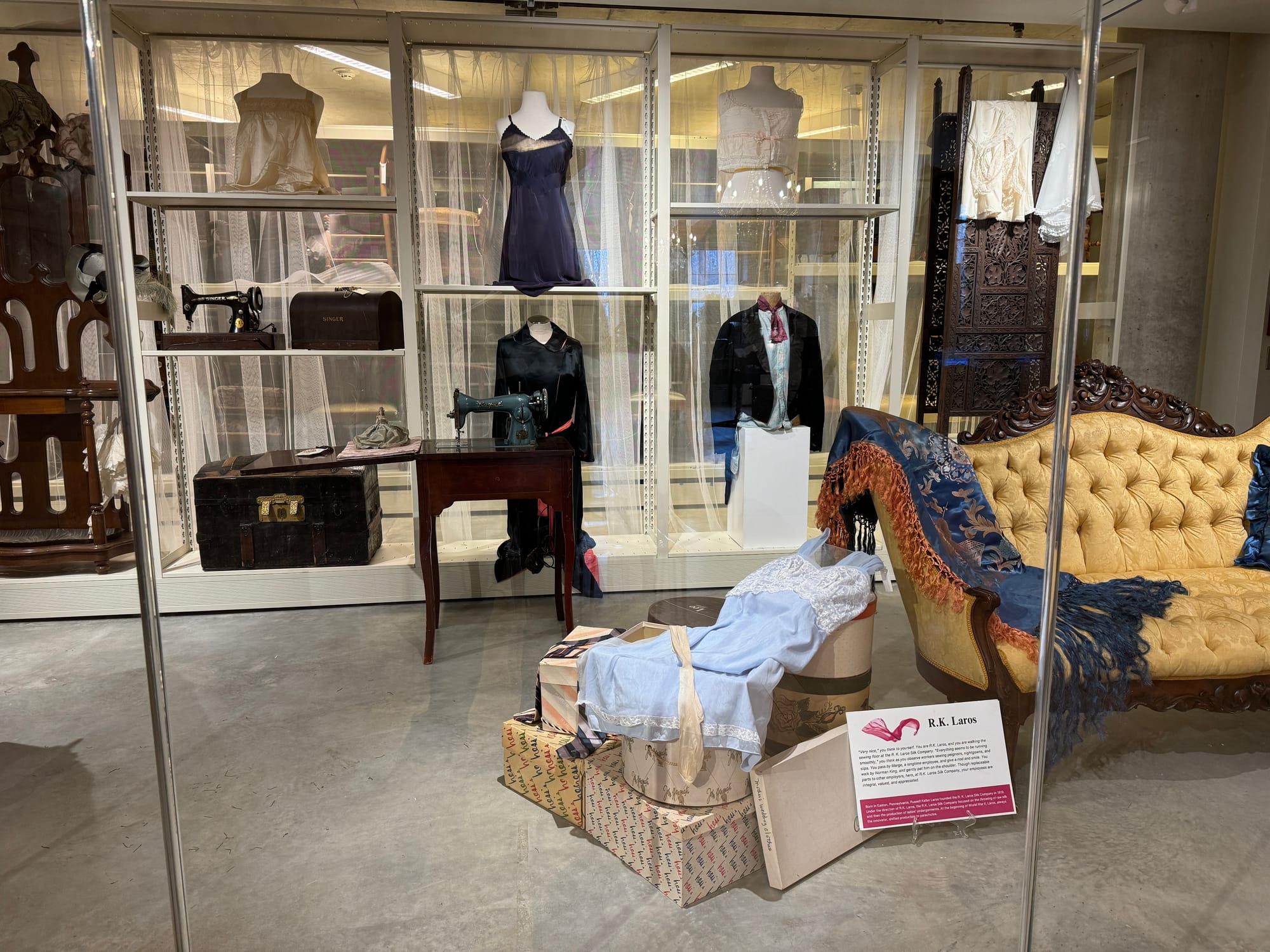 Items in the silk exhibit in Bethlehem museums