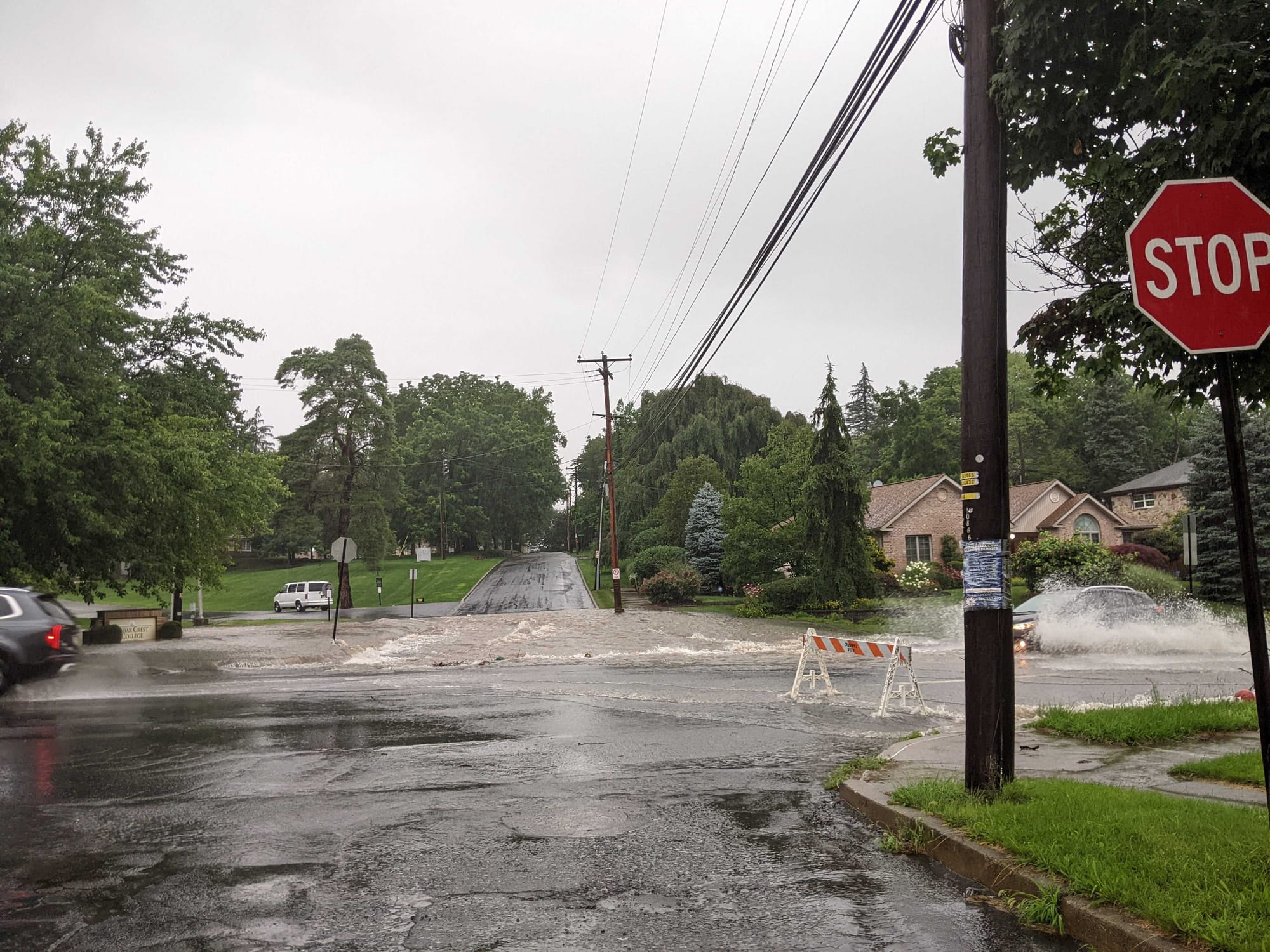Flooding near Cedar Crest College in Allentown.