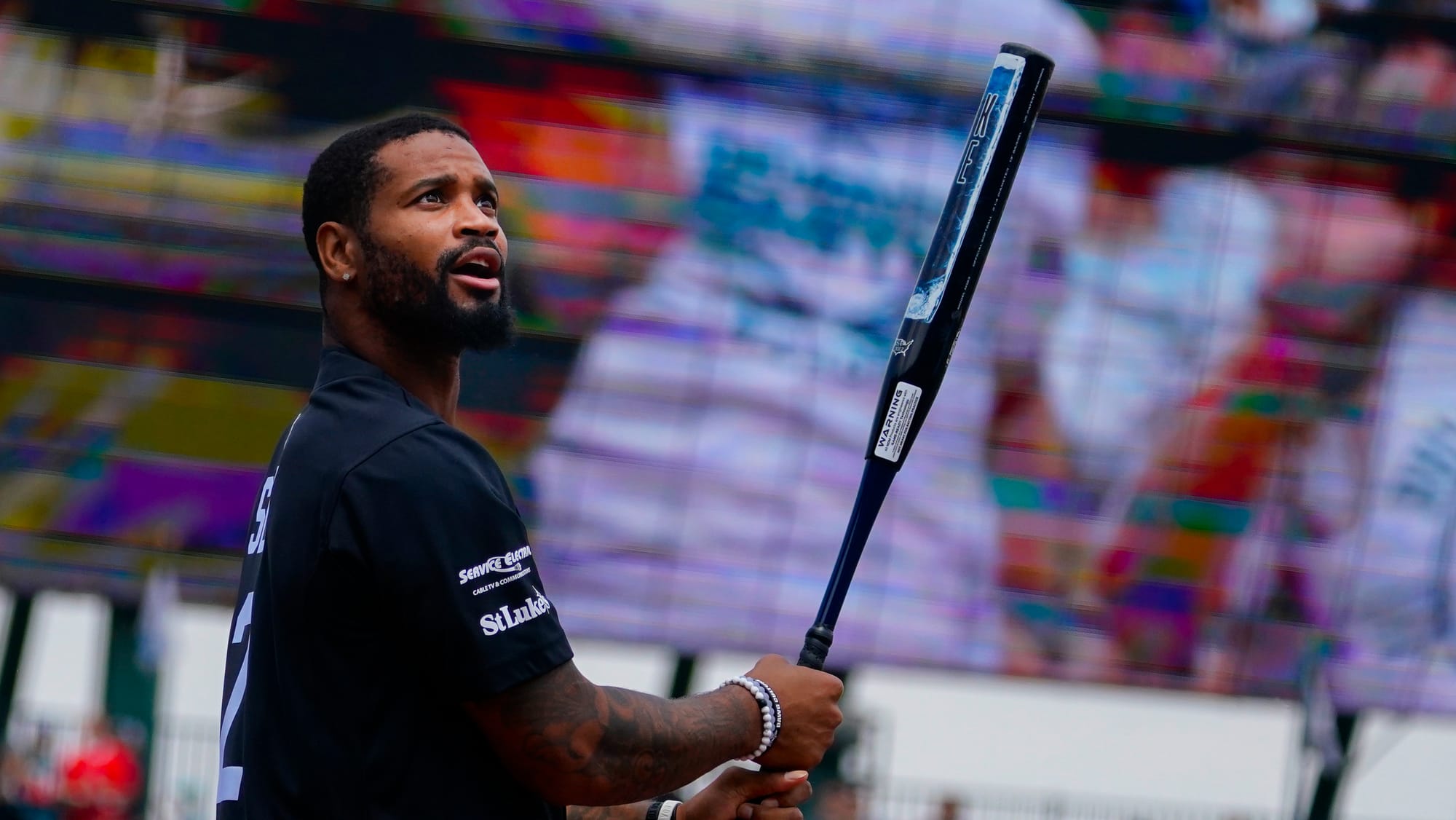 Darius Slay warms up. The 2nd annual DeVonta Smith Celebrity Softball Game was held at Coca-Cola Park in Allentown on Saturda