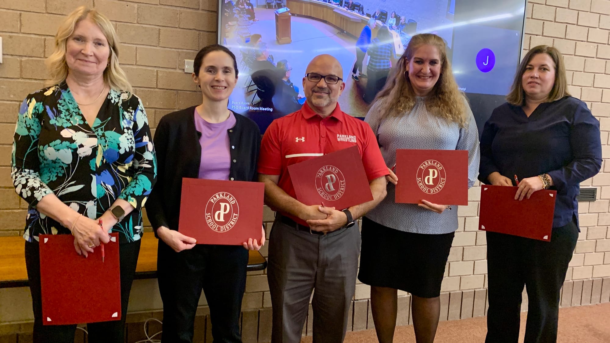 The language educators honored at Tuesday's Parkland School Board meeting. Many in the department could not make it to the me