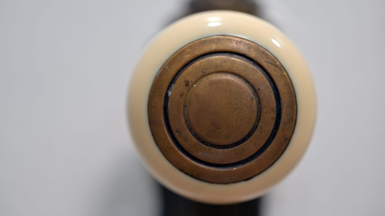 An original doorknob in the 1930s-era West Bethlehem home designed by Wandra Cain.