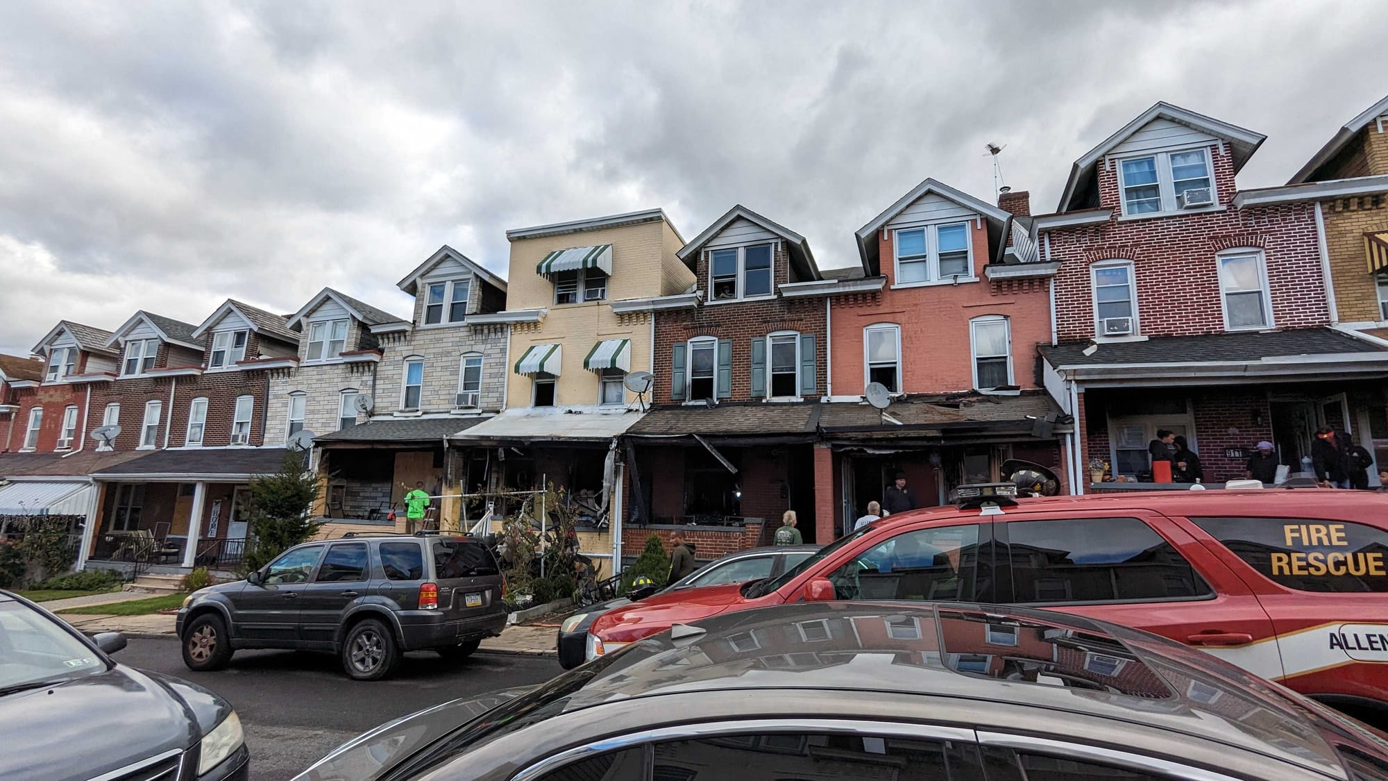 A three-alarm fire fully destroyed one home and extended to at least seven others in the city’s Jordan Heights neighborhood e