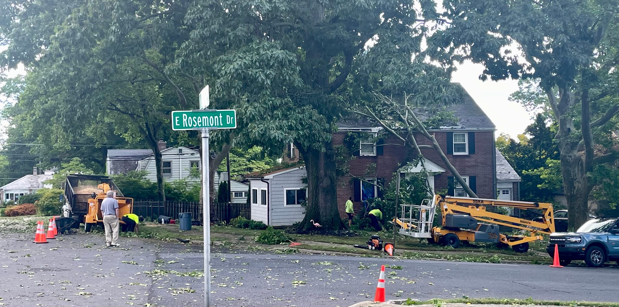 Windows blew out of a home hit by a tree at Ridgelawn Ave and E. Rosemont Dr. in Bethlehem.