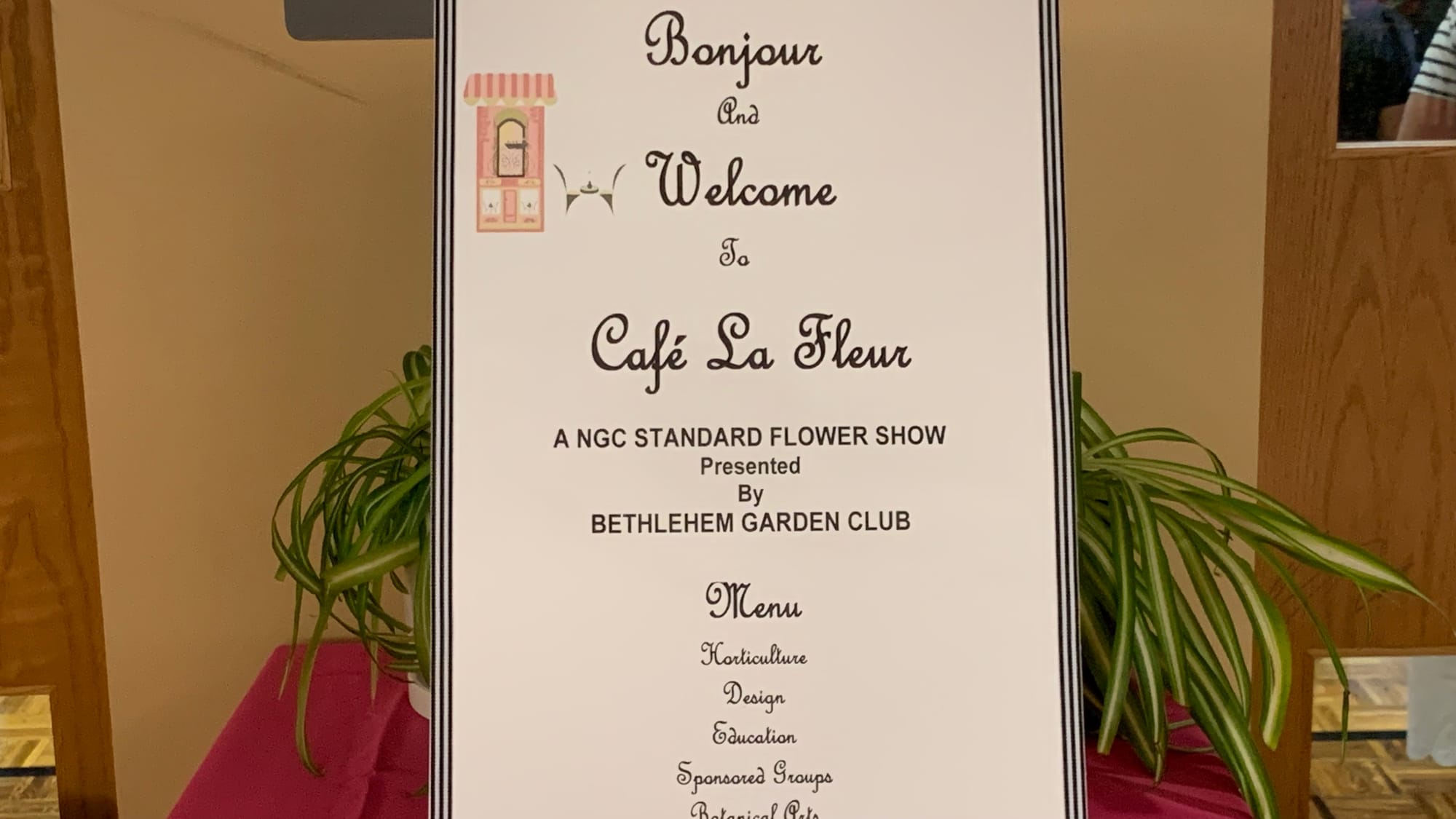 The theme of the flower show is "Café la Fleur"