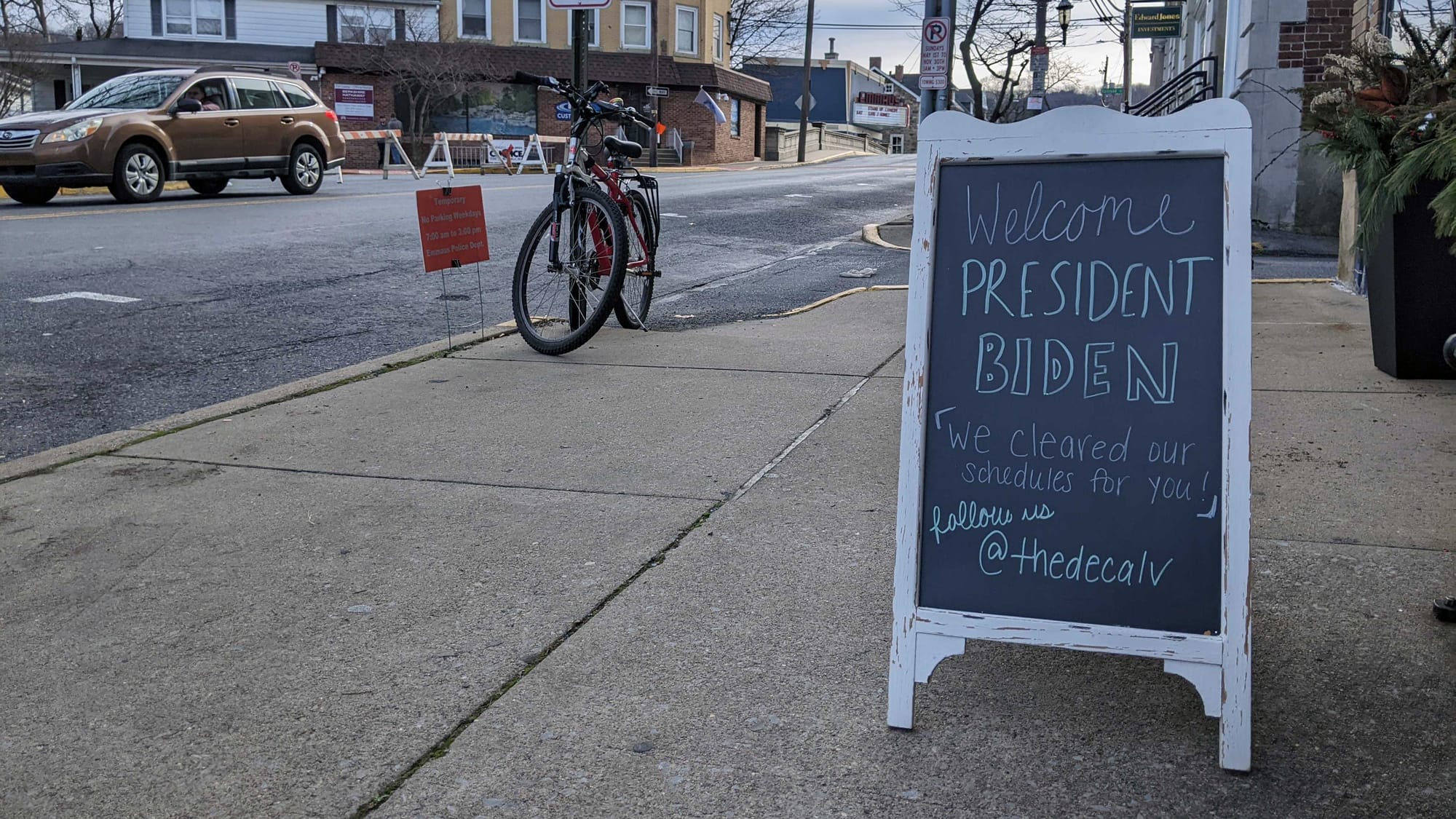 President Joe Biden was expected to tour locally owned small businesses in Emmaus on Friday. There was a heavy security prese