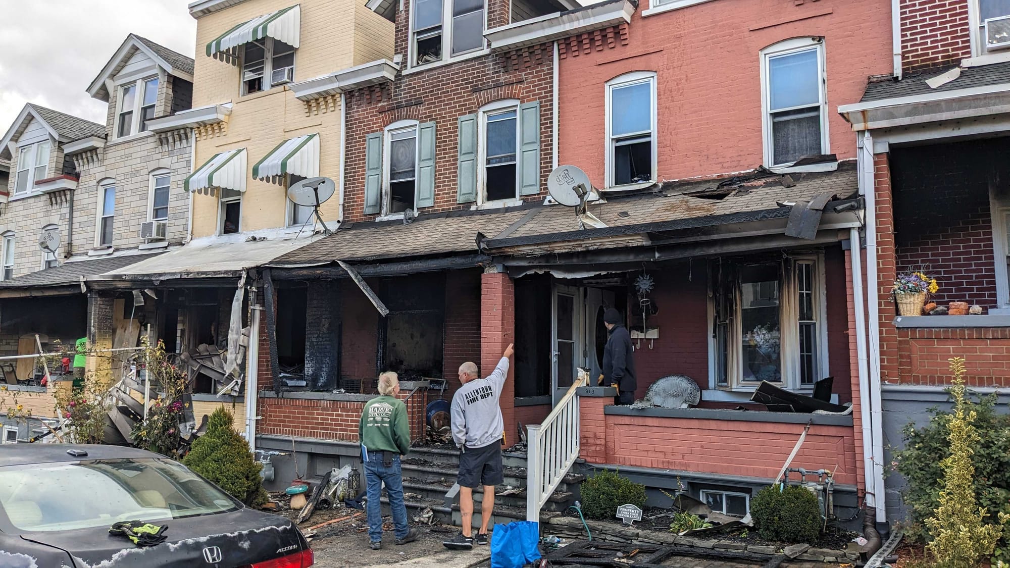 A three-alarm fire fully destroyed one home and extended to at least seven others in the city’s Jordan Heights neighborhood e