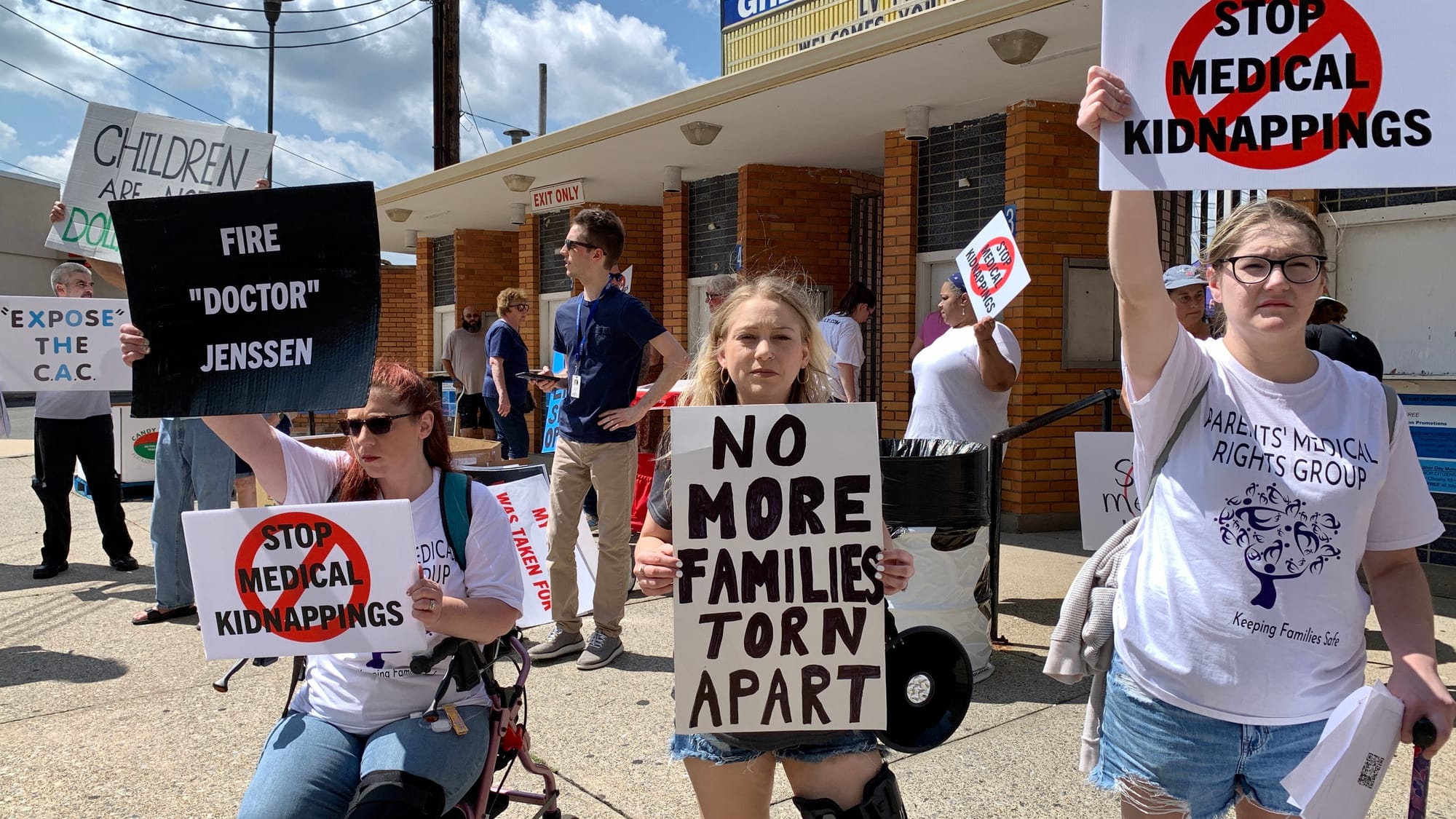 Bethlehem residents Amanda Butler and Katy Butler and Monroe County resident Grace Robinson at the protest.