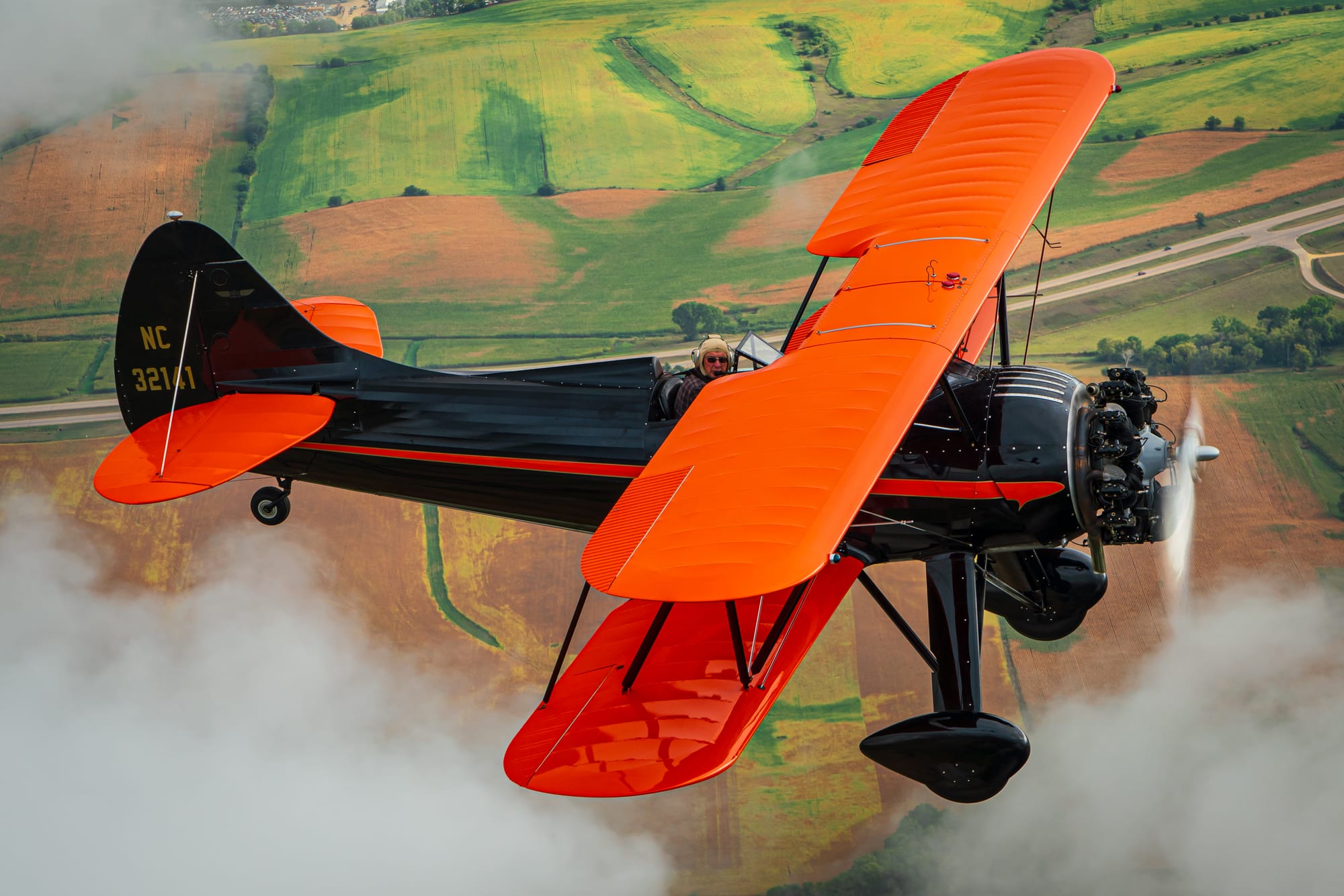 Dan Wilkins flying his WACO UPF-7 Biplane.