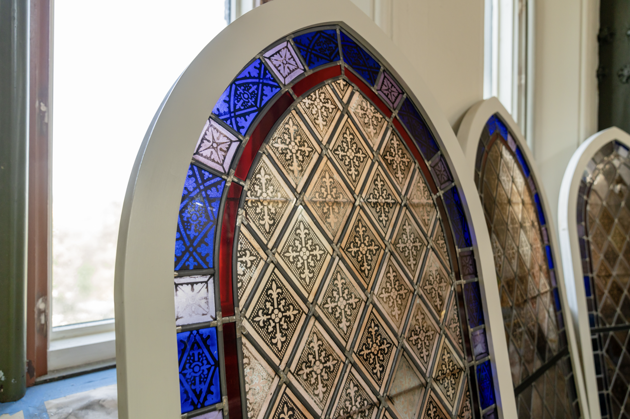 As part of the renovation project at Packer Hall, nine 156-year-old stained glass windows were renovated and reinstalled.