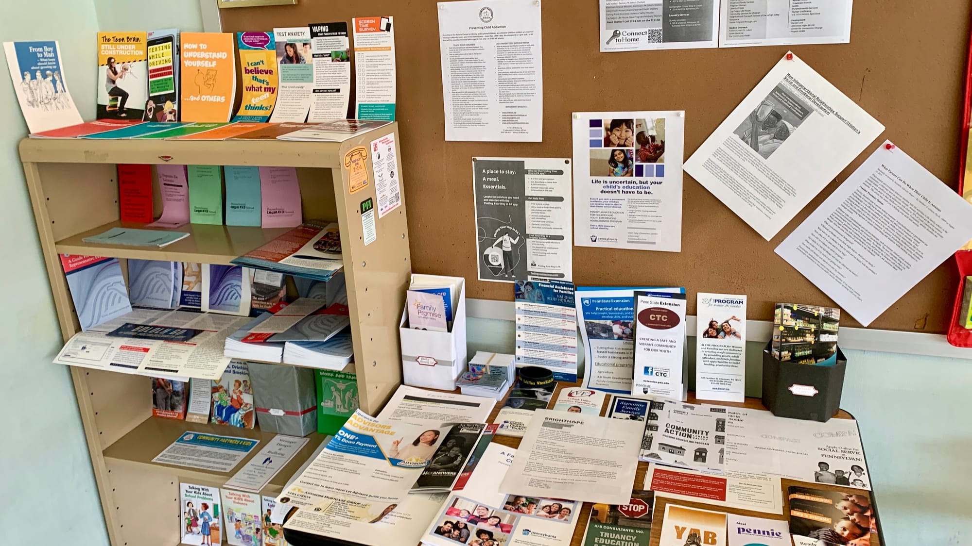 Brochures and information in the Parkland REACH Village.