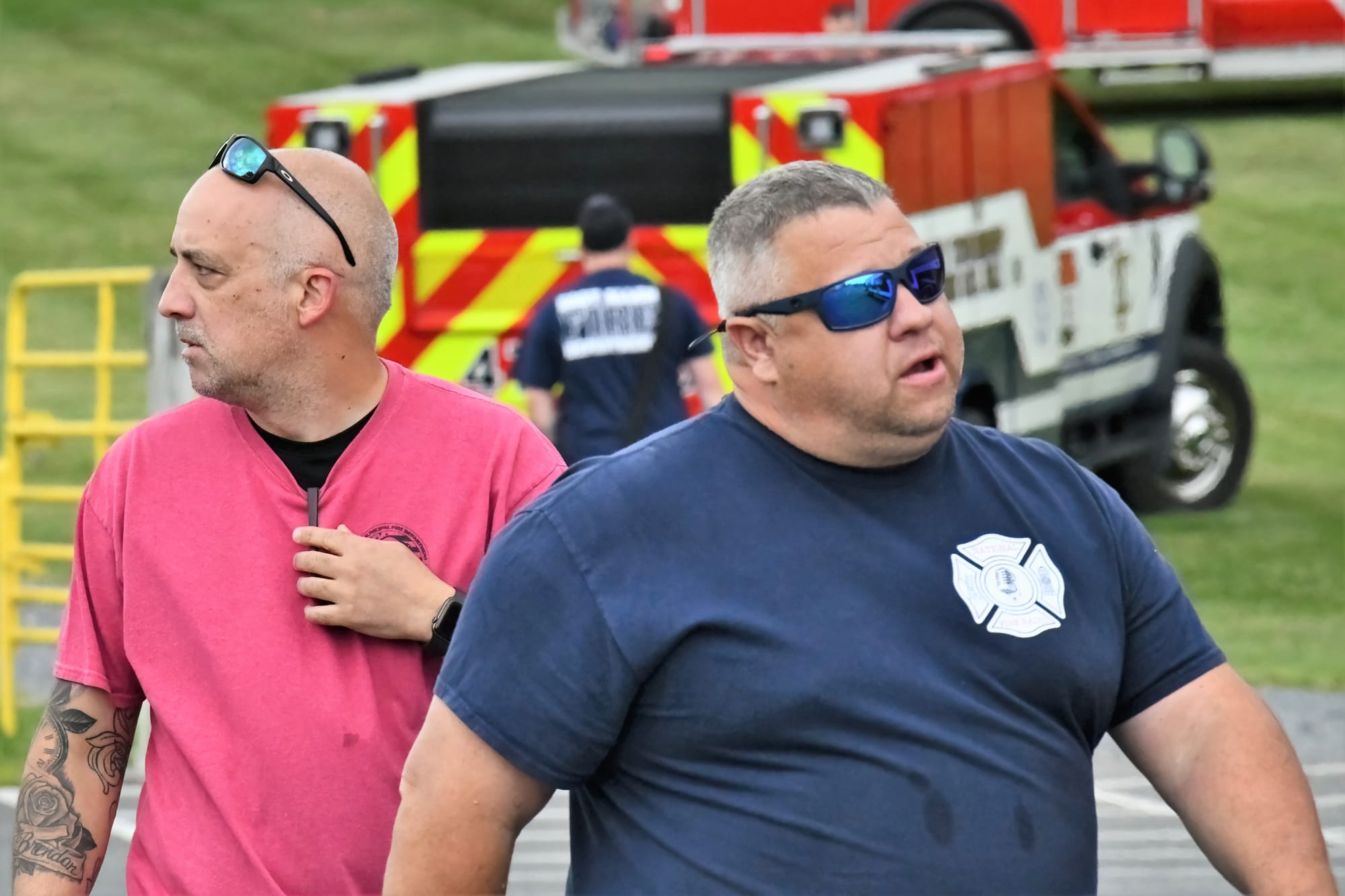 Ken Sobieski (left) and the late John Kalynych (blue shirt) during a show and tell event for Lehigh Valley Rescue in East All