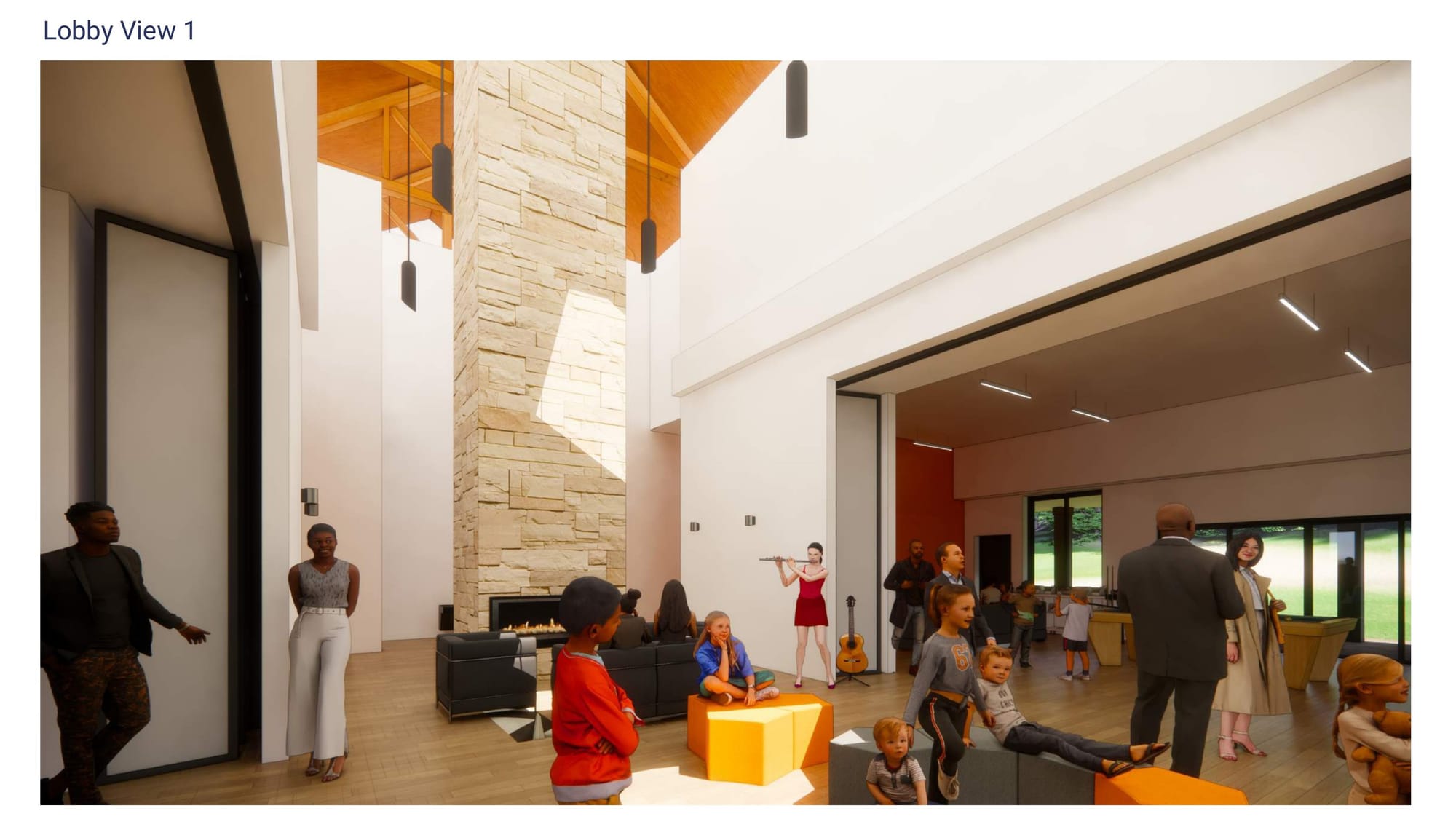 A rendering of the inside of the proposed Carter Family Center at Camp Fowler.