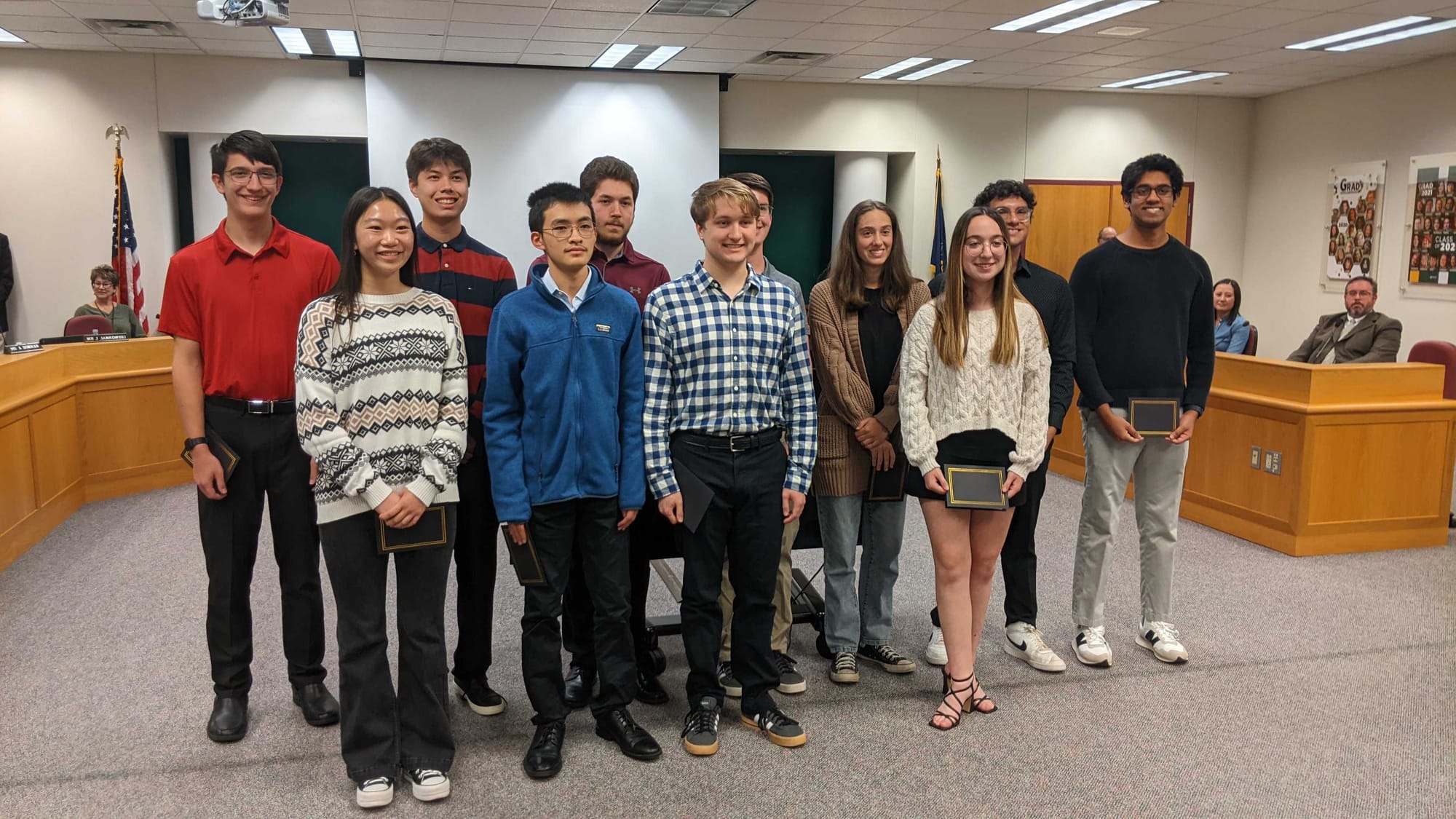 The commended students by the National Merit Scholarship program at Monday's meeting