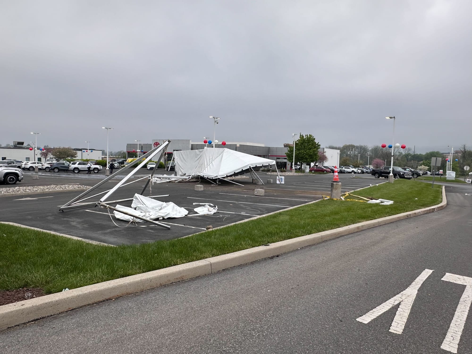 The aftermath of a fatal crash in the lot of the Bennett Infiniti dealership off Lehigh Street in Allentown.
