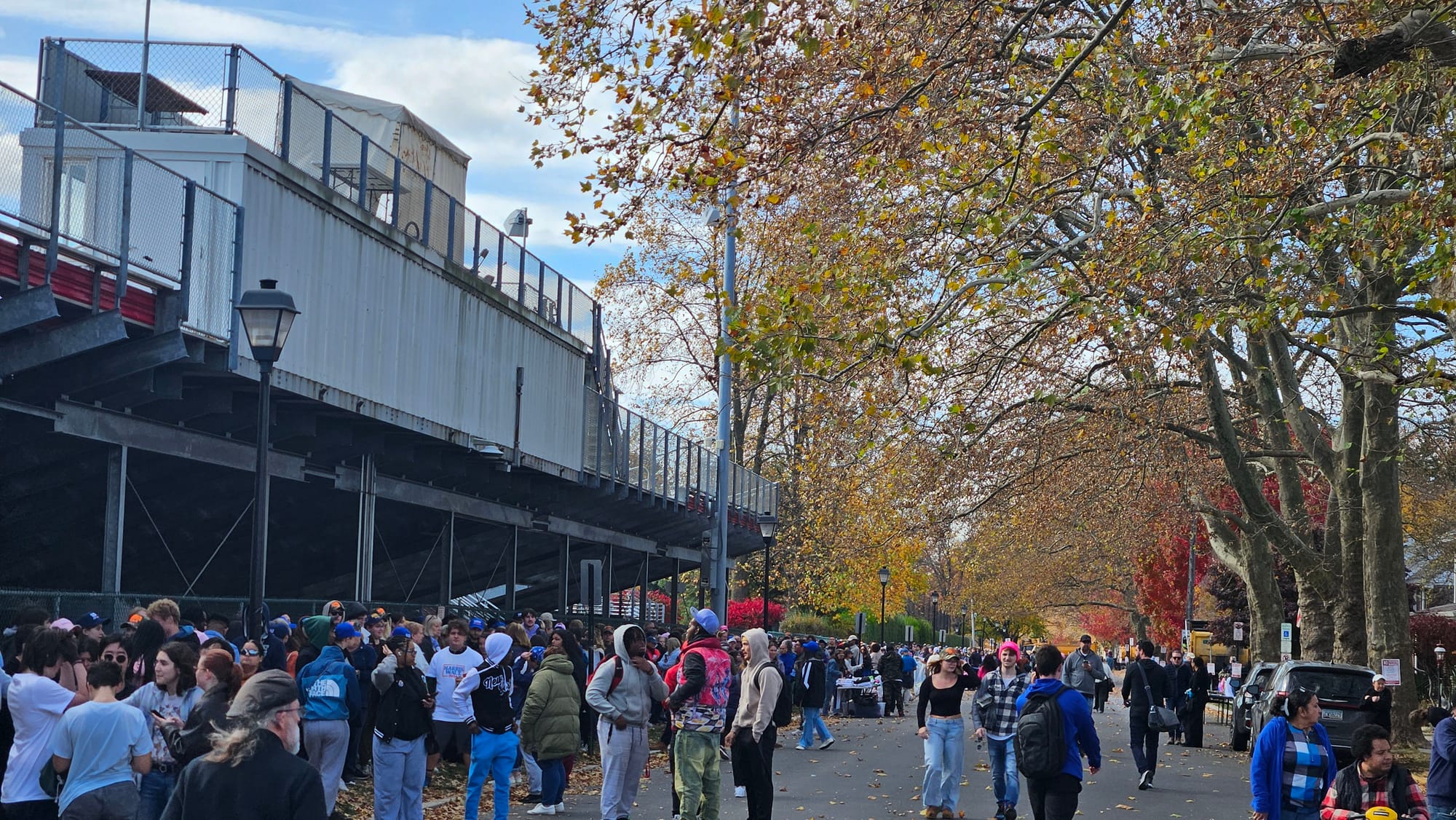 The line at Muhlenberg College for the rally for Vice President Kamala Harris on Monday, Nov. 4, 2024.