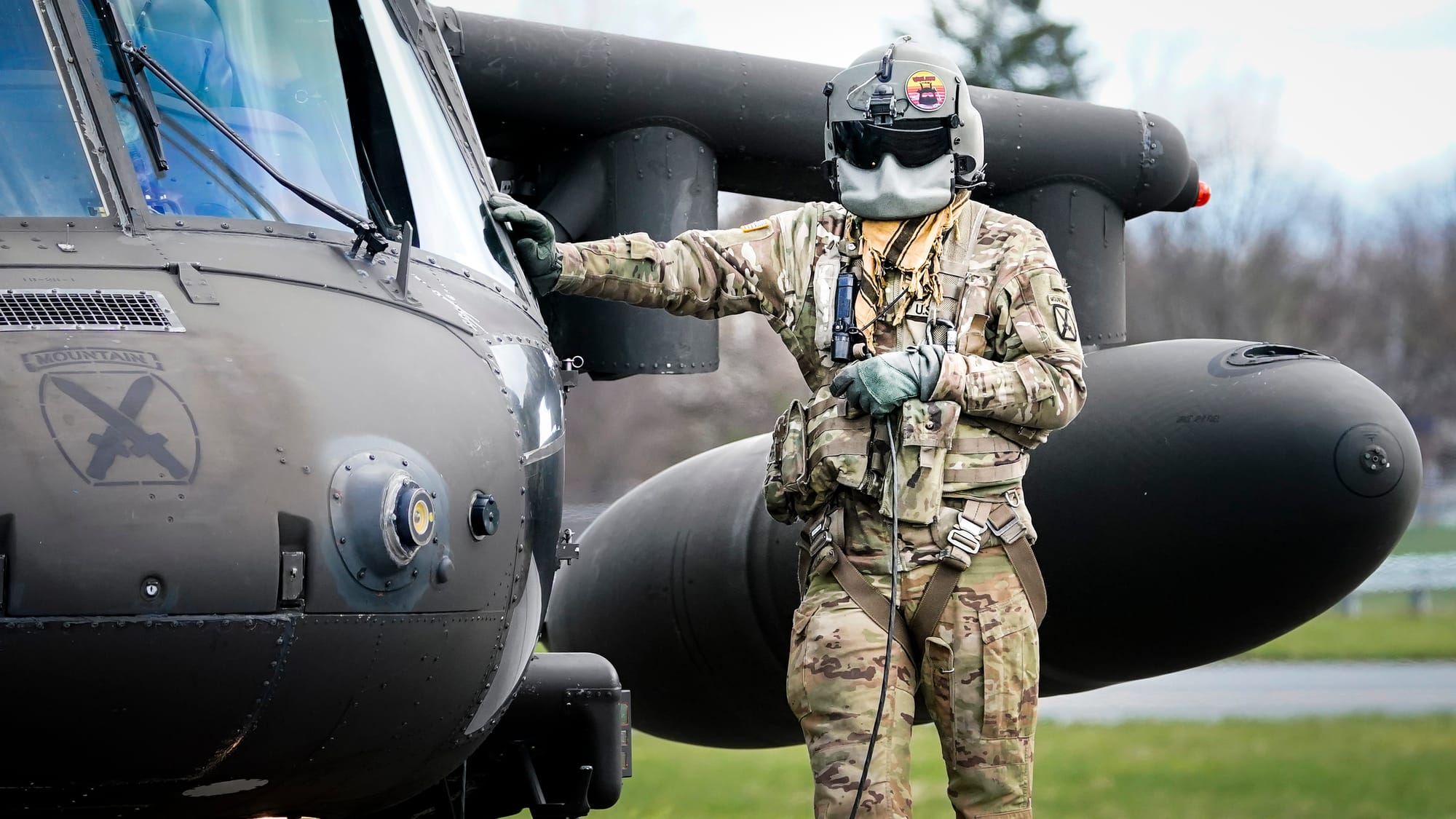 A Blackhawk helicopter is refueled Saturday. UH-60 Blackhawk helicopters from from Fort Drum in Jefferson County, New York, l
